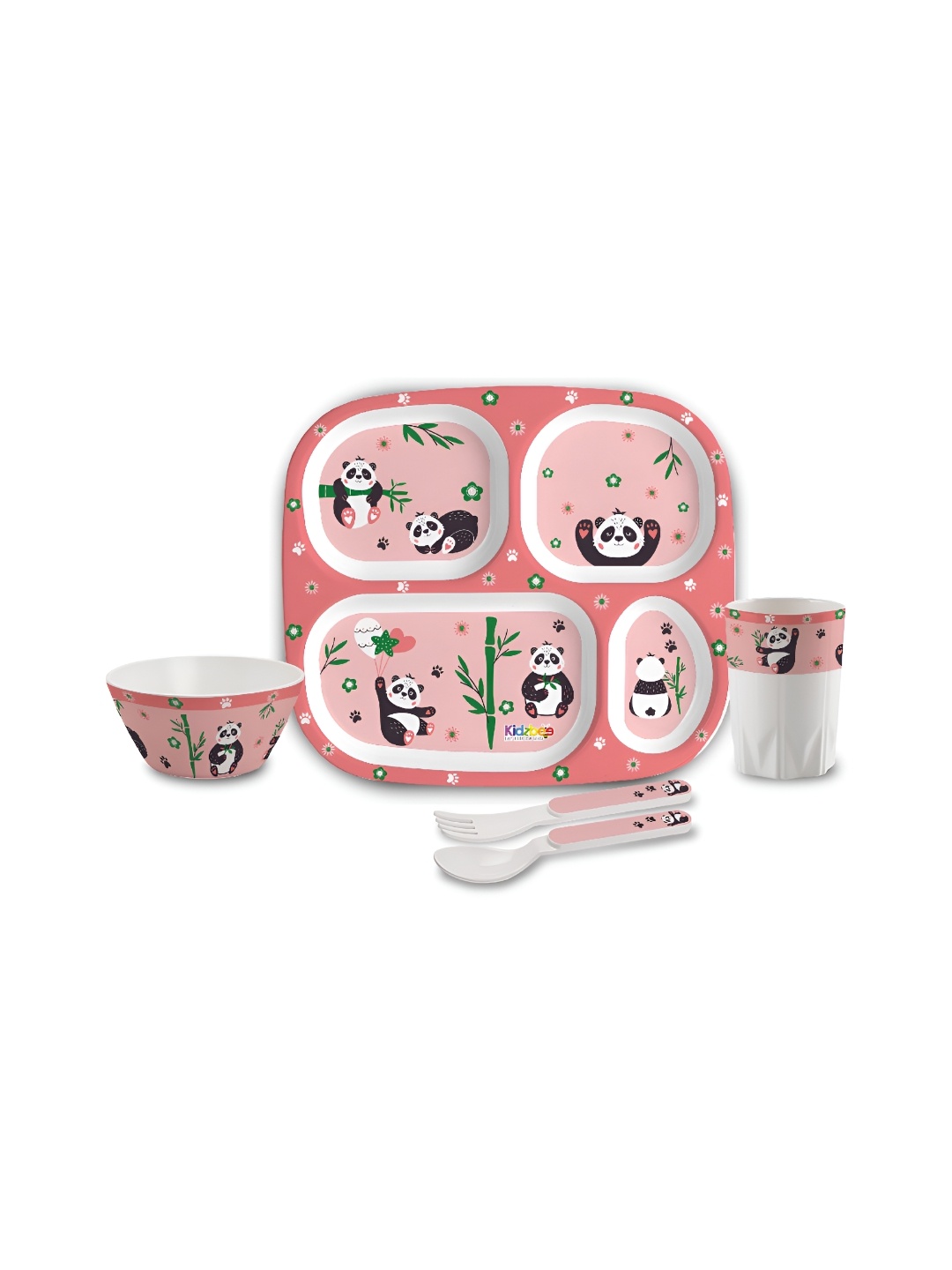 

Cello Kidzbee Set of 5 BPA Free Quadmeal Bamboo Buddies Melamine Meal Set, Pink