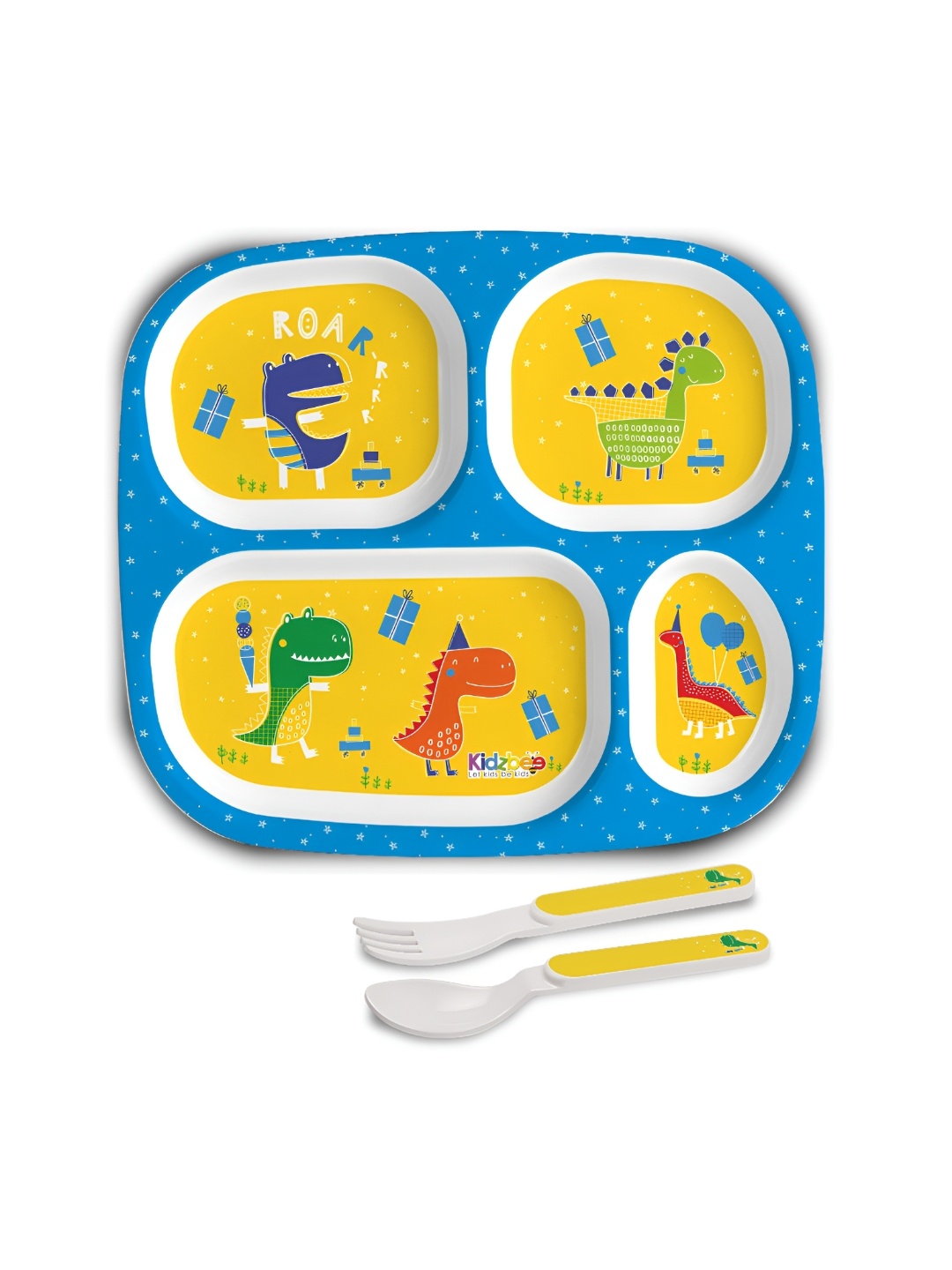 

Cello Kidzbee Set of 3 BPA Free Quadmeal Dino Party Melamine Meal Set, Yellow