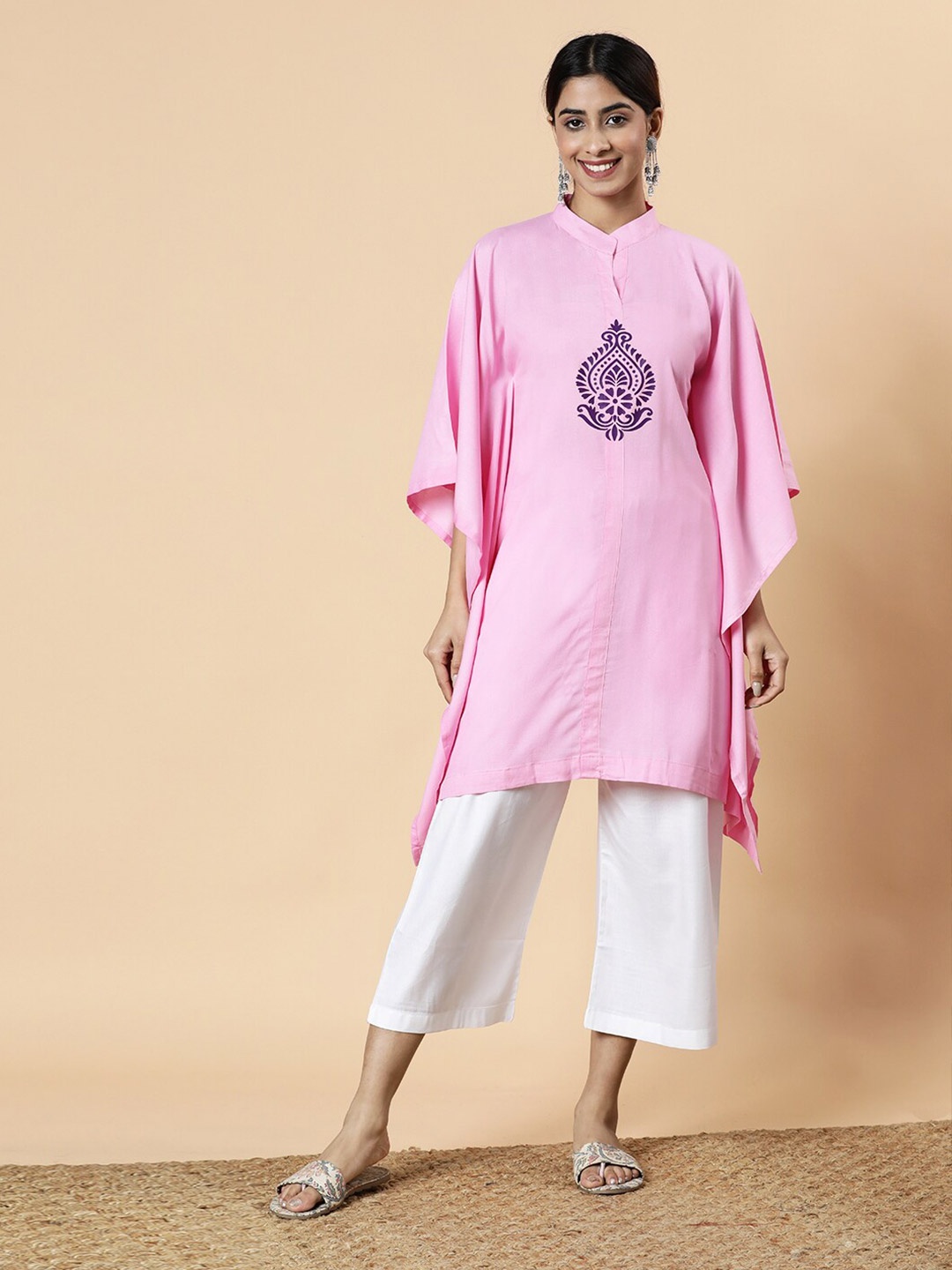 

LetsDressUp Ethnic Motif Printed Kaftan Kurti, Pink