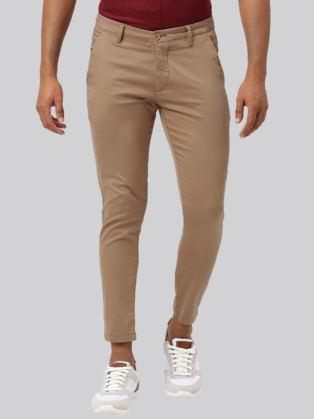 

USMC Men Comfort Slim Fit Easy Wash Trousers, Beige