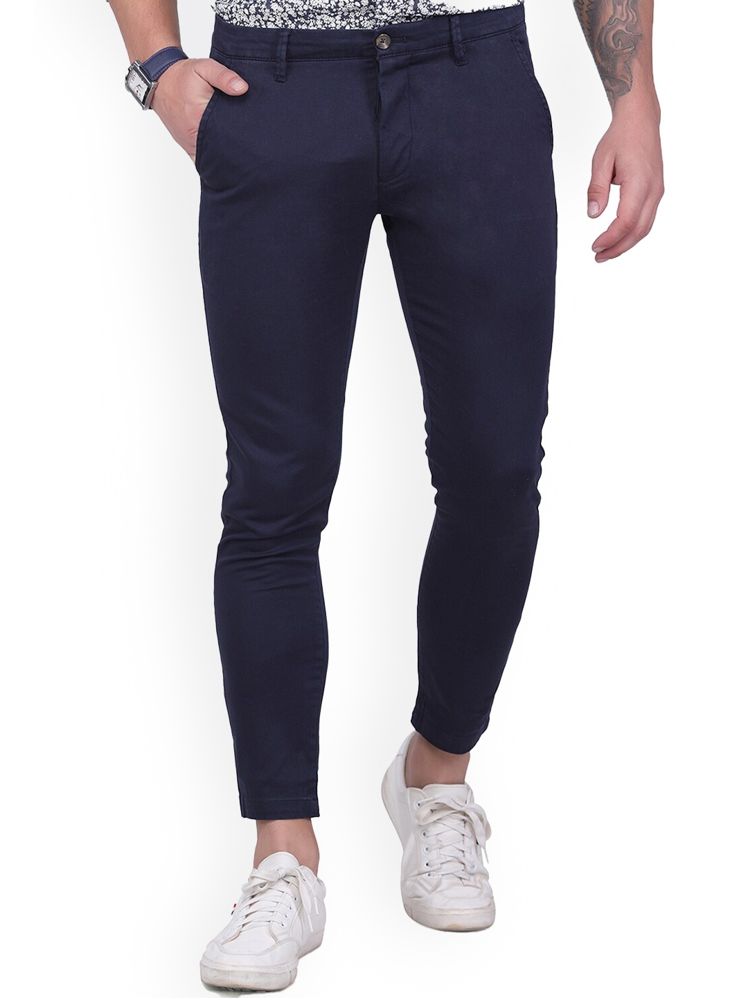 

USMC Men Comfort Slim Fit Easy Wash Chinos Trousers, Navy blue