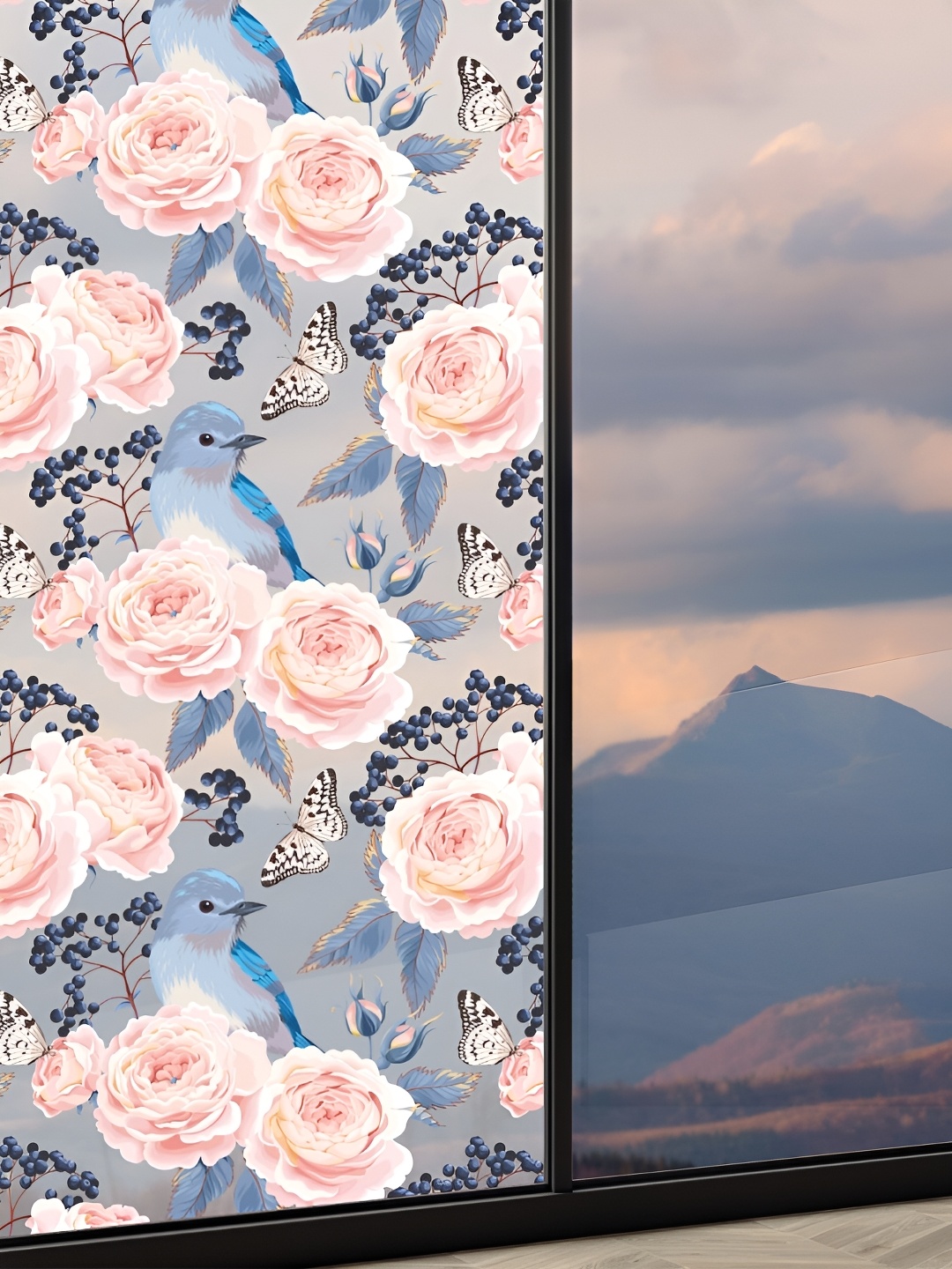 

CVANU Pink & Blue Printed Self-Adhesive Window Film Sticker