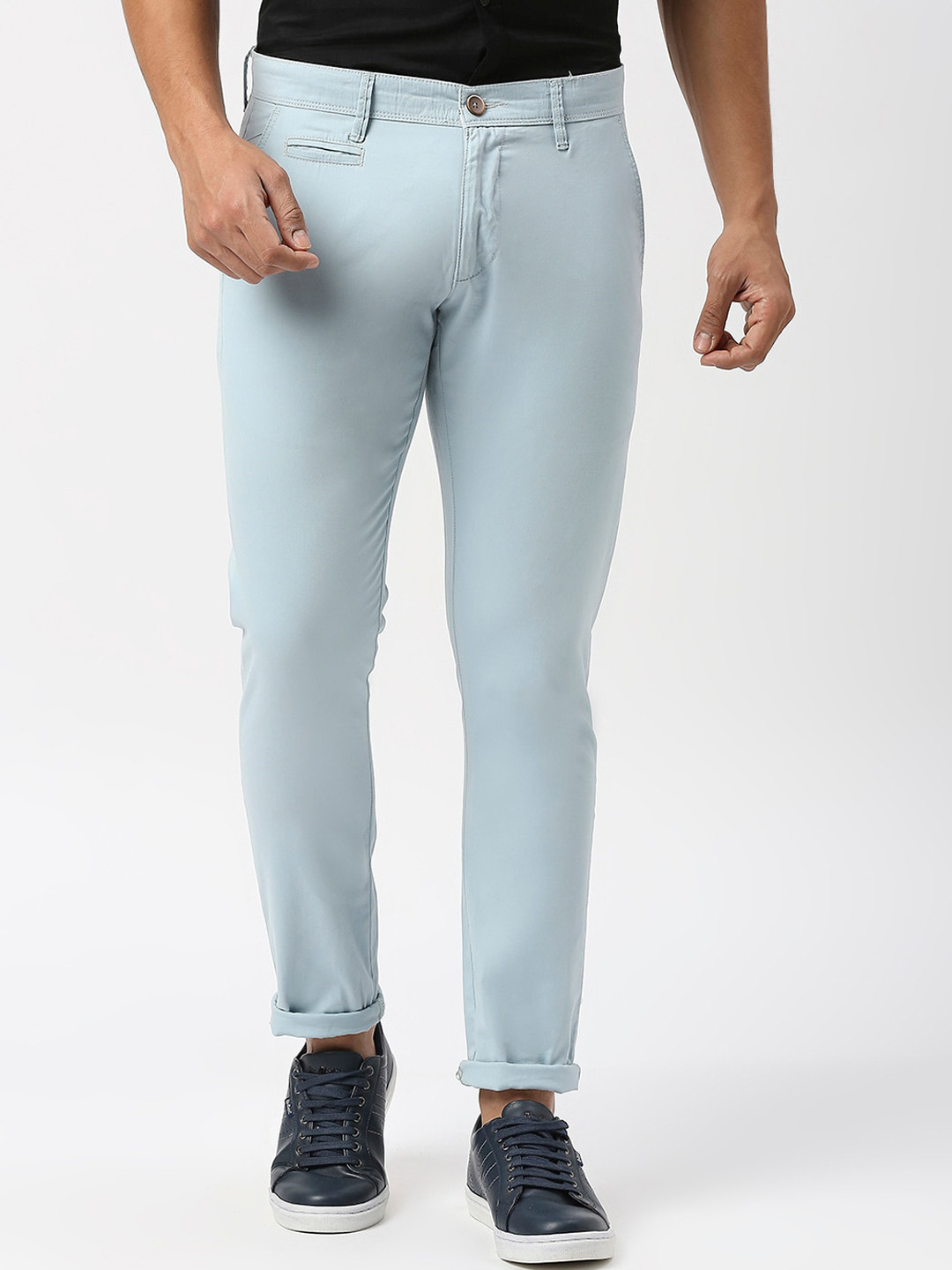

USMC Men Comfort Slim Fit Easy Wash Chinos Trousers, Blue
