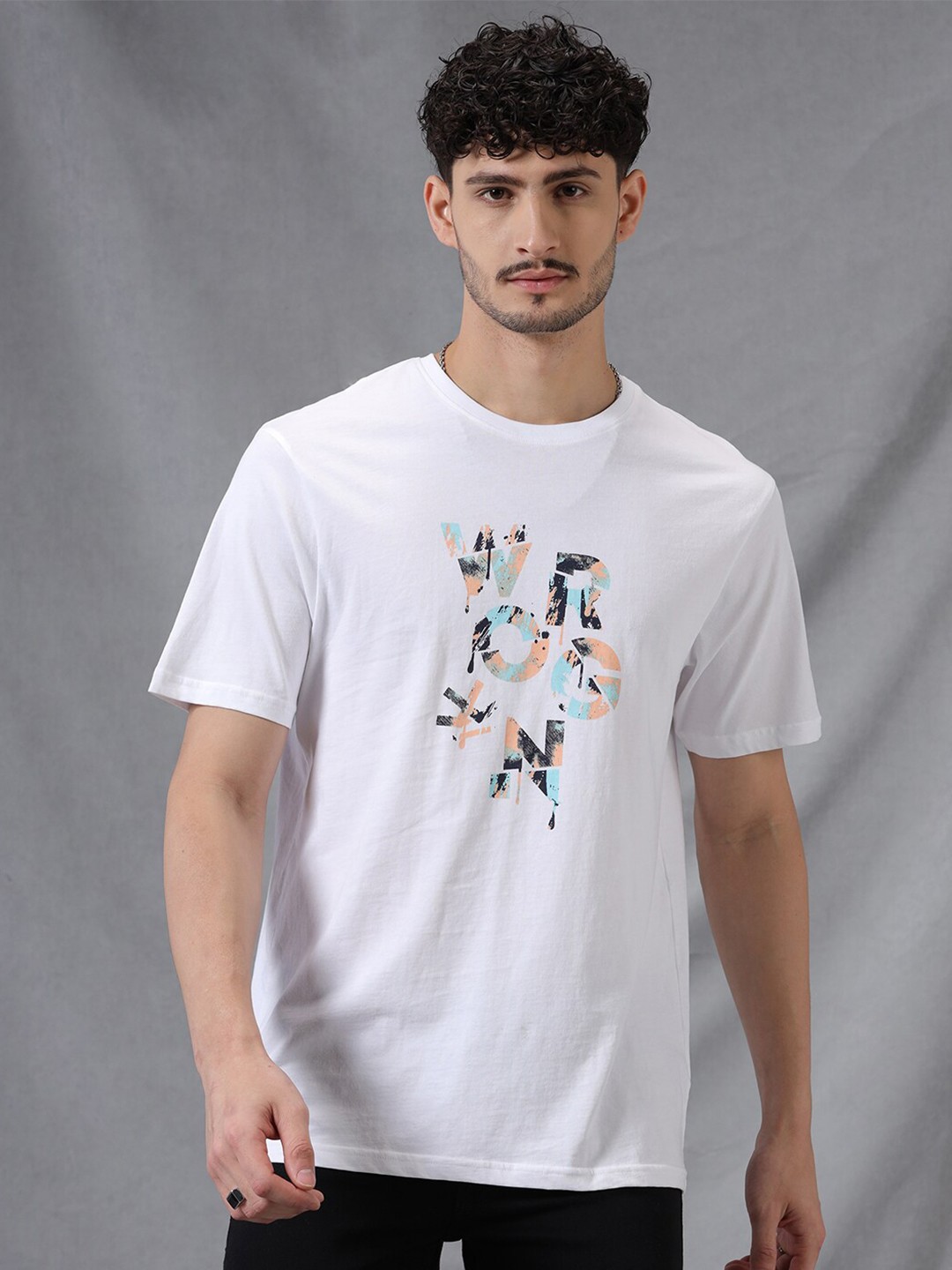 

WROGN Typography Printed Cotton T-shirt, White