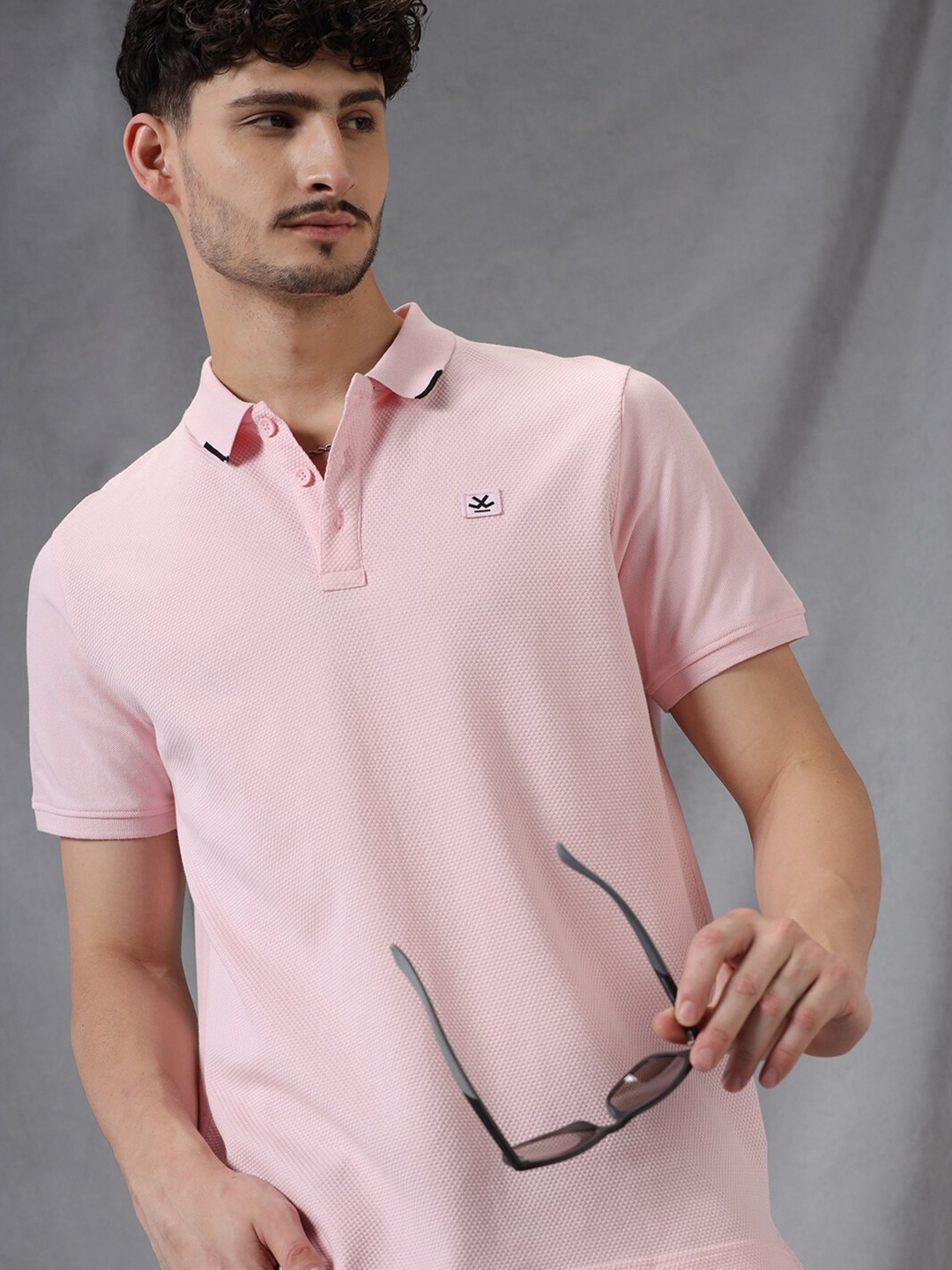 

WROGN Polo Collar Cotton Slim Fit T-shirt, Pink