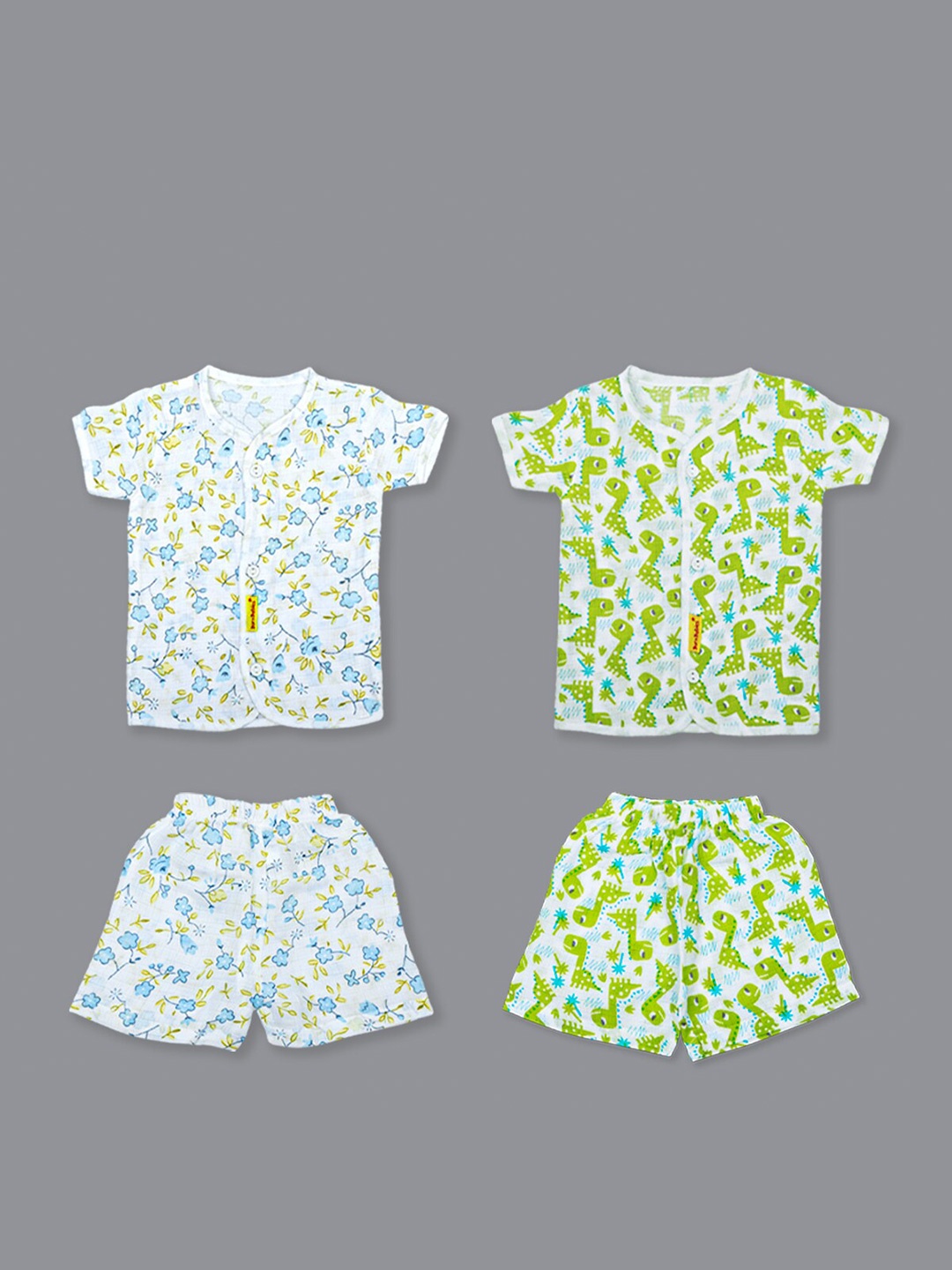

Born Babies Infant Boys Pack Of 2 Printed Sleeveless Top with Shorts, Green