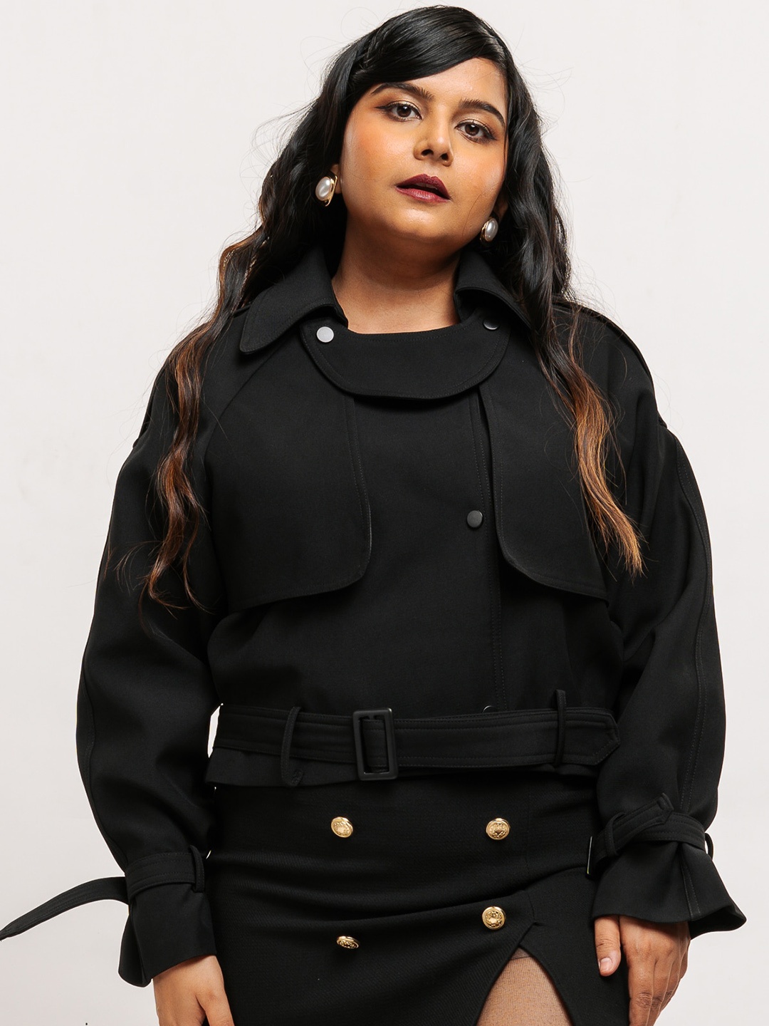 

FREAKINS Crop Tailored Jacket, Black