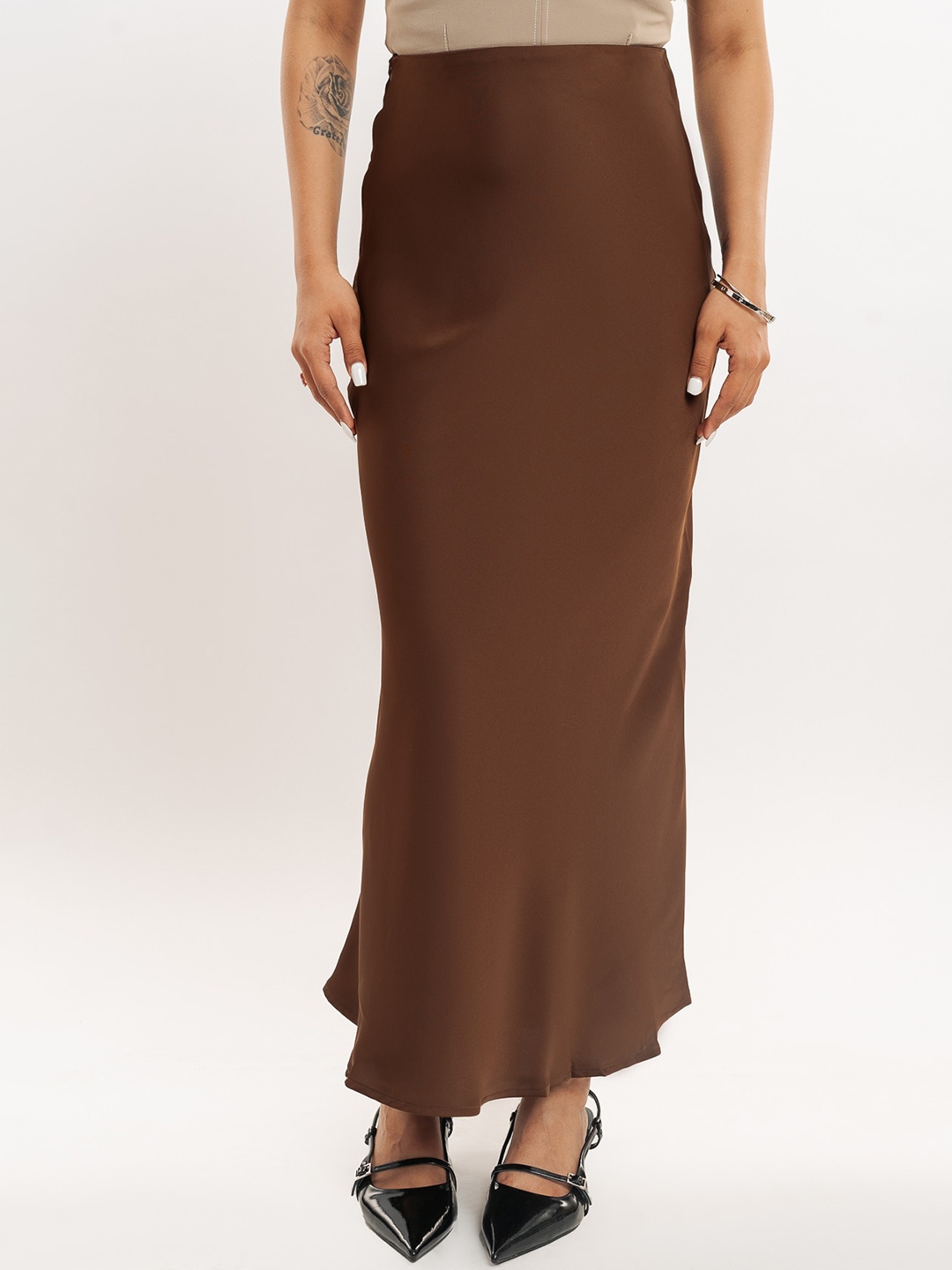 

FREAKINS Women Straight Maxi Skirt, Brown