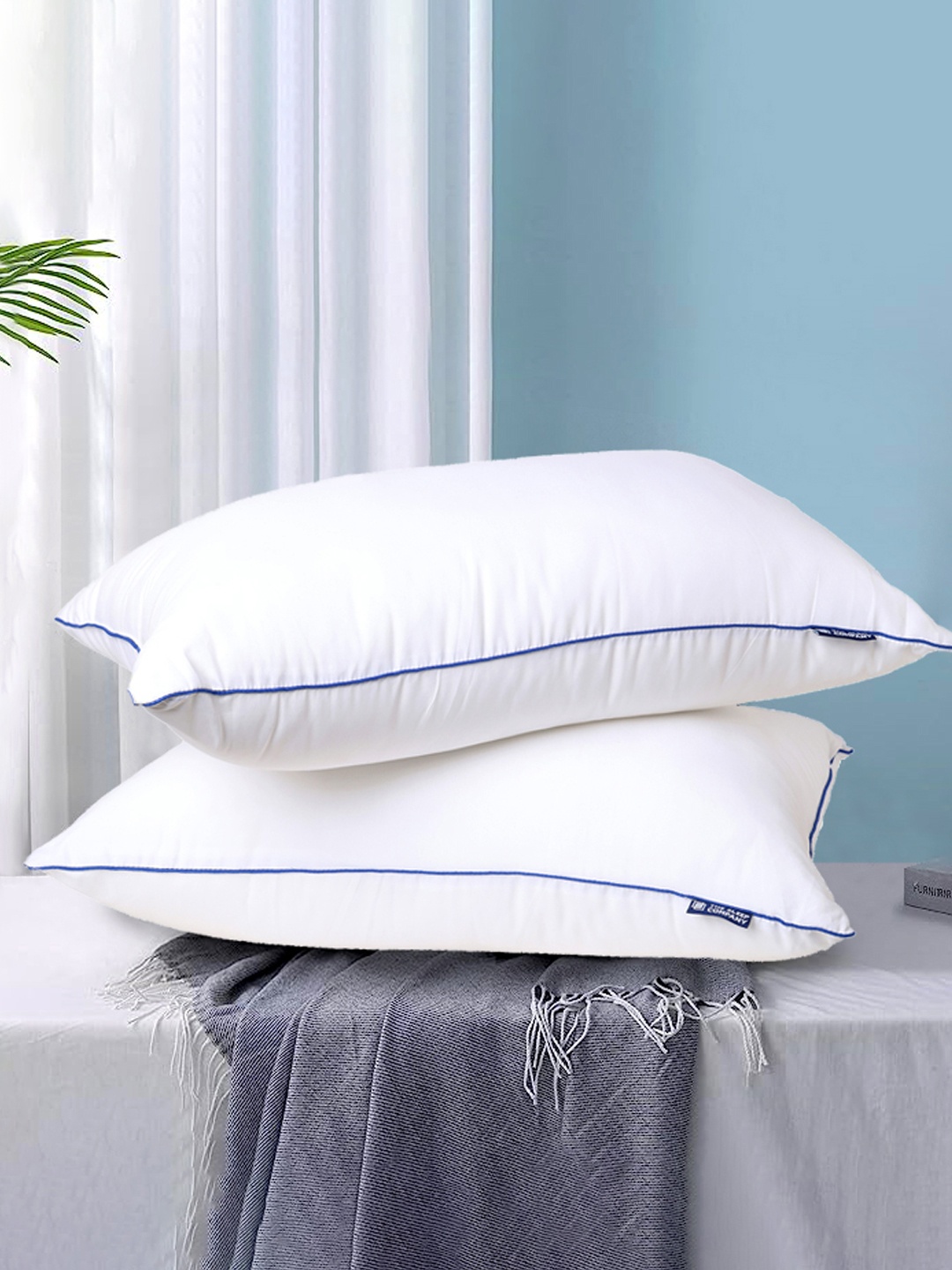 

THE SLEEP COMPANY White 2 Pcs Fibre Filled Cotton Breathable Sleep Pillow