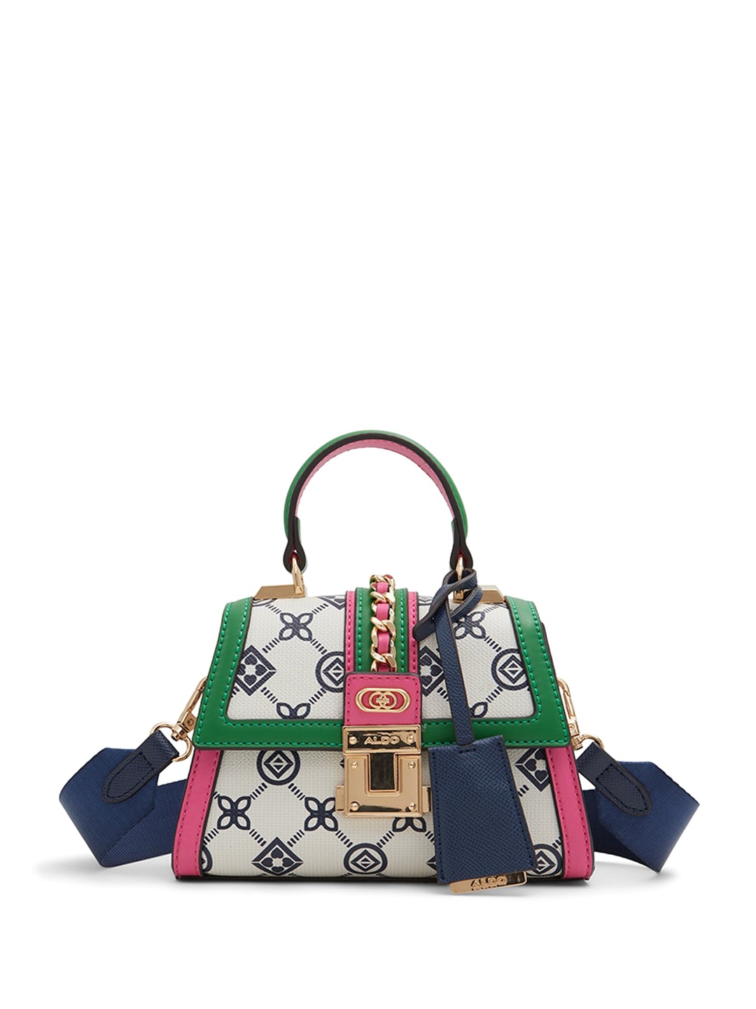 

ALDO Geomeric Printed Structured Satchel, White