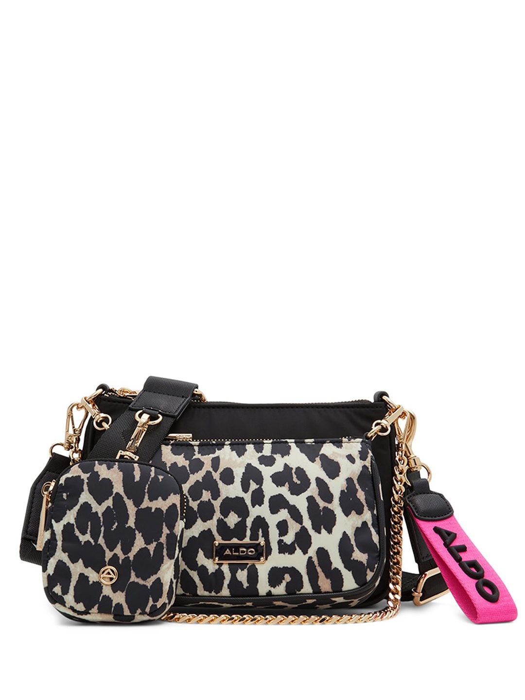 

ALDO Animal Printed Structured Sling Bag & Pouch, Beige