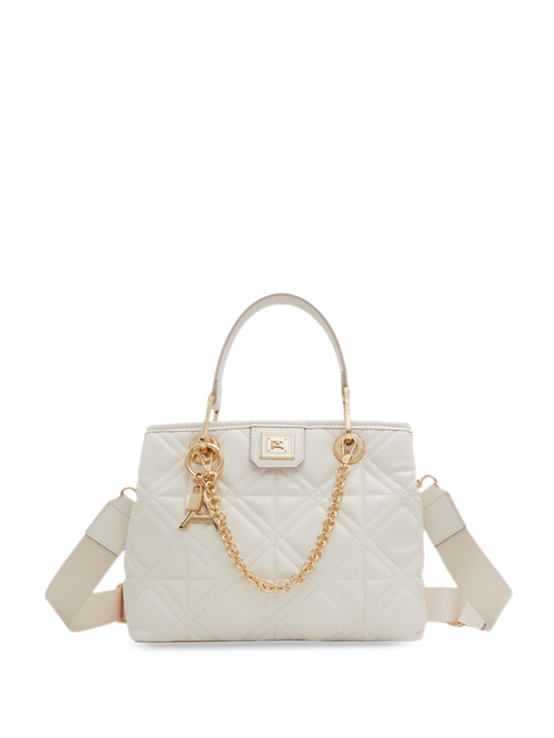 ALDO Textured Quilted Structured Handheld Bag, White
