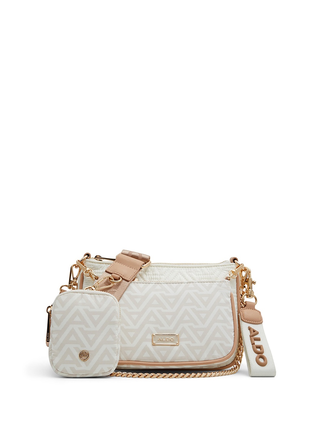 

ALDO Set of 2 Textured Structured Sling Bag With Pouch, Off white