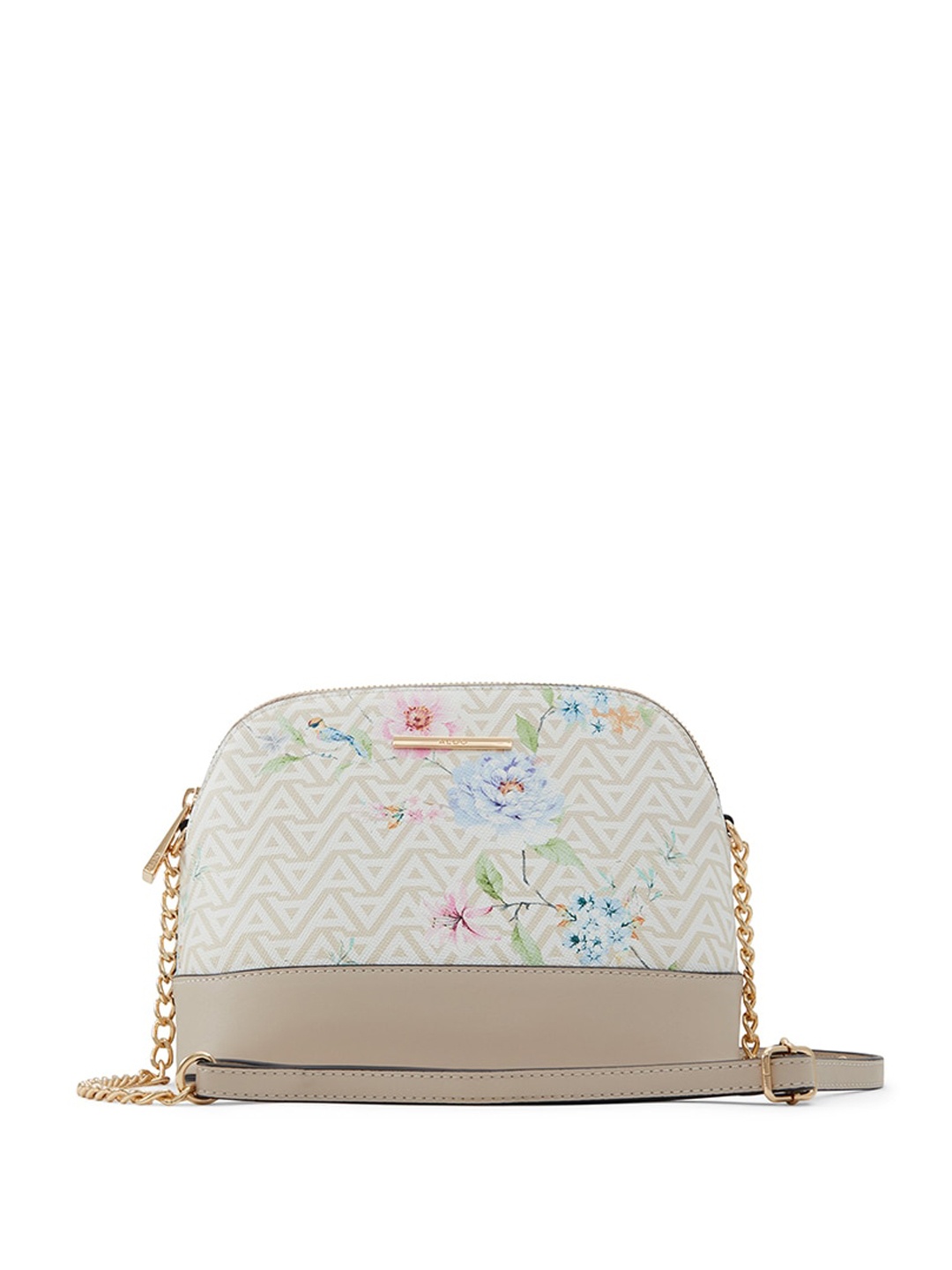 

ALDO Miscellaneous Floral Printed Structured Sling Bag, Off white
