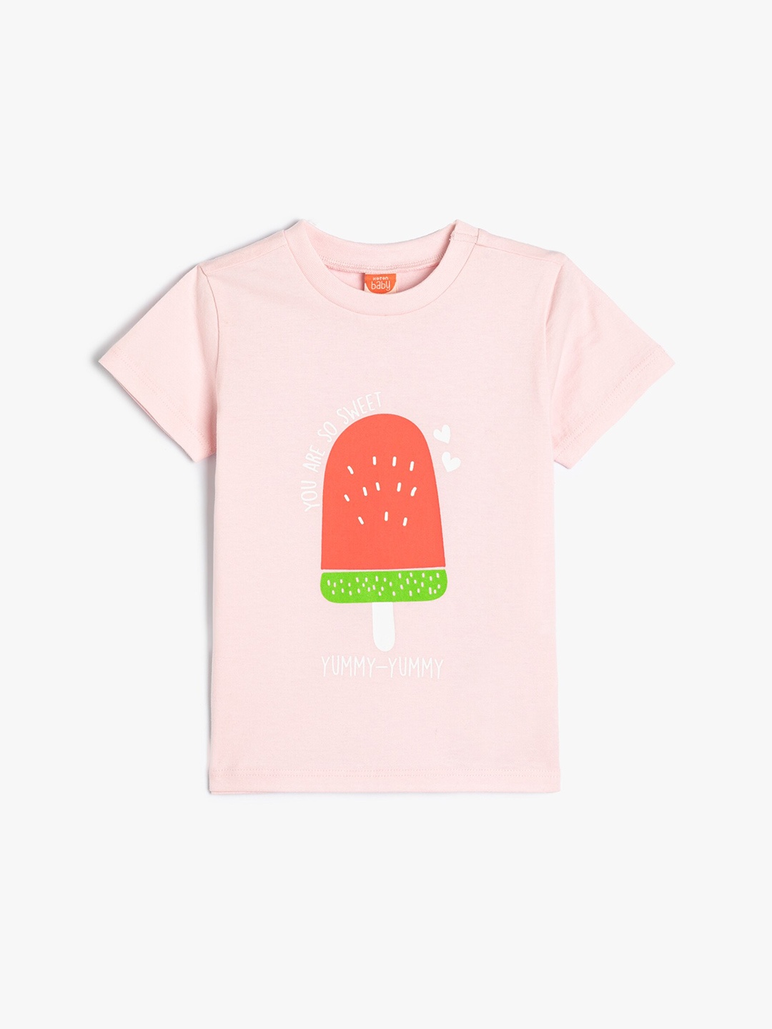 

Koton Girls Graphic Printed Pure Cotton T-shirt, Pink