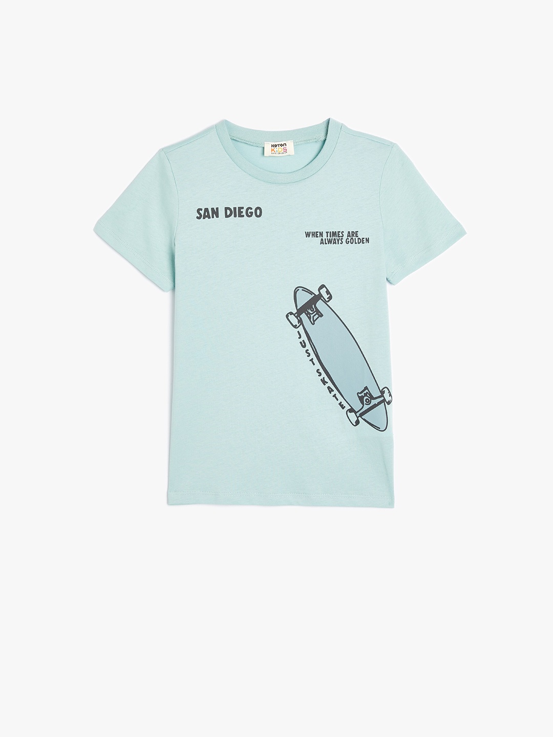 

Koton Boys Typography Printed Pure Cotton T-shirt, Sea green