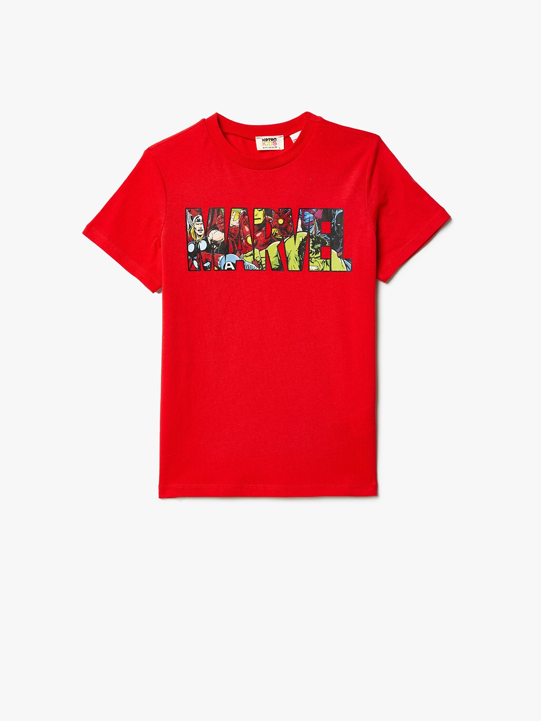 Koton Boys Marvel Printed Pure Cotton T-shirt, Red