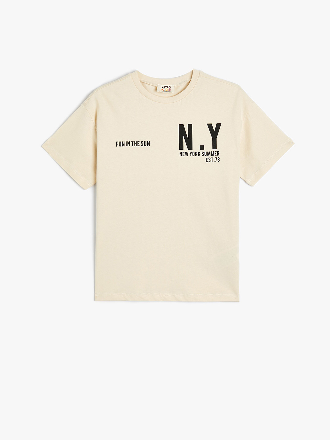

Koton Boys Typography Printed Cotton T-shirt, Beige