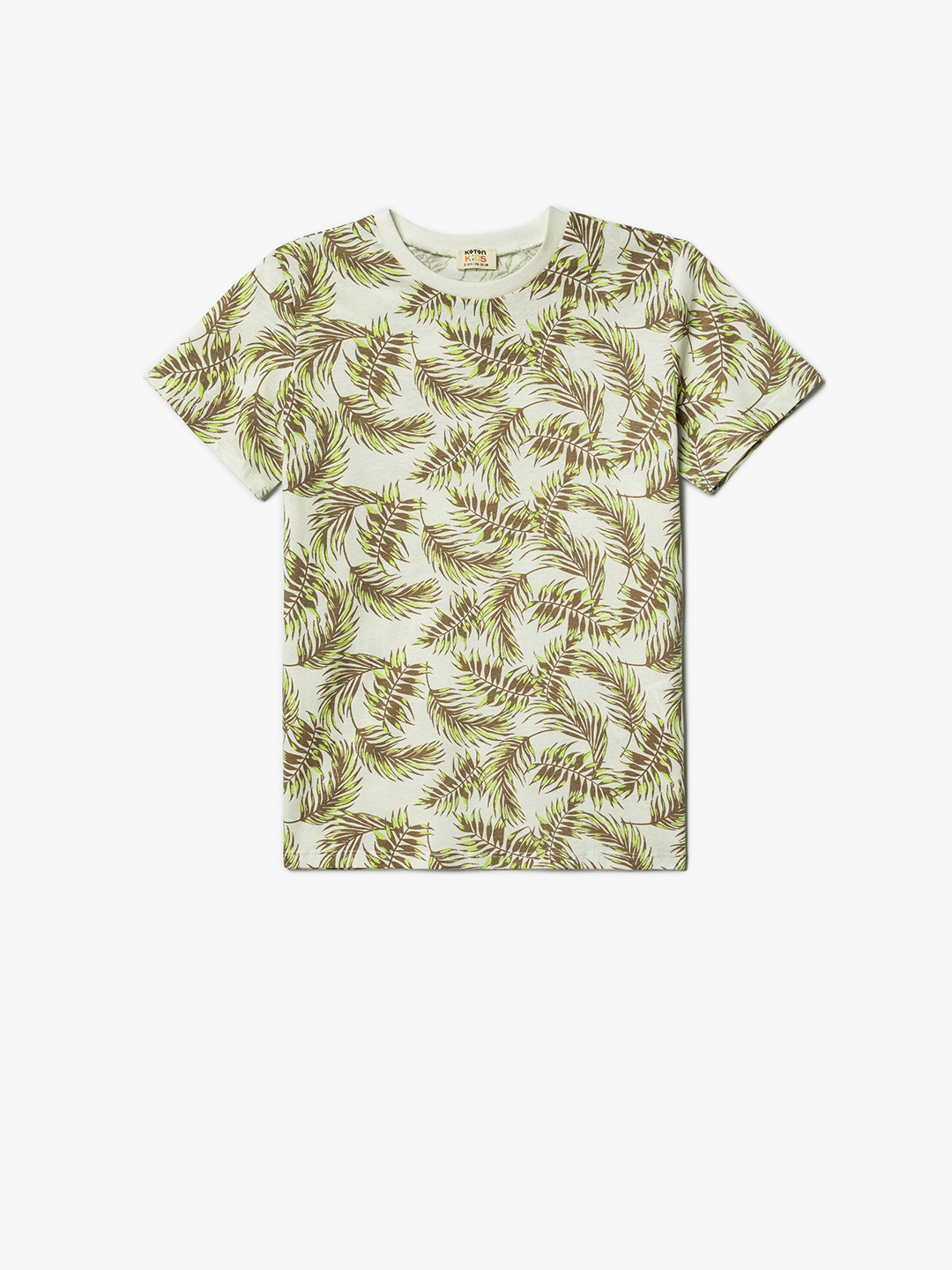 

Koton Boys Floral Tropical Pure Cotton T-shirt, Beige