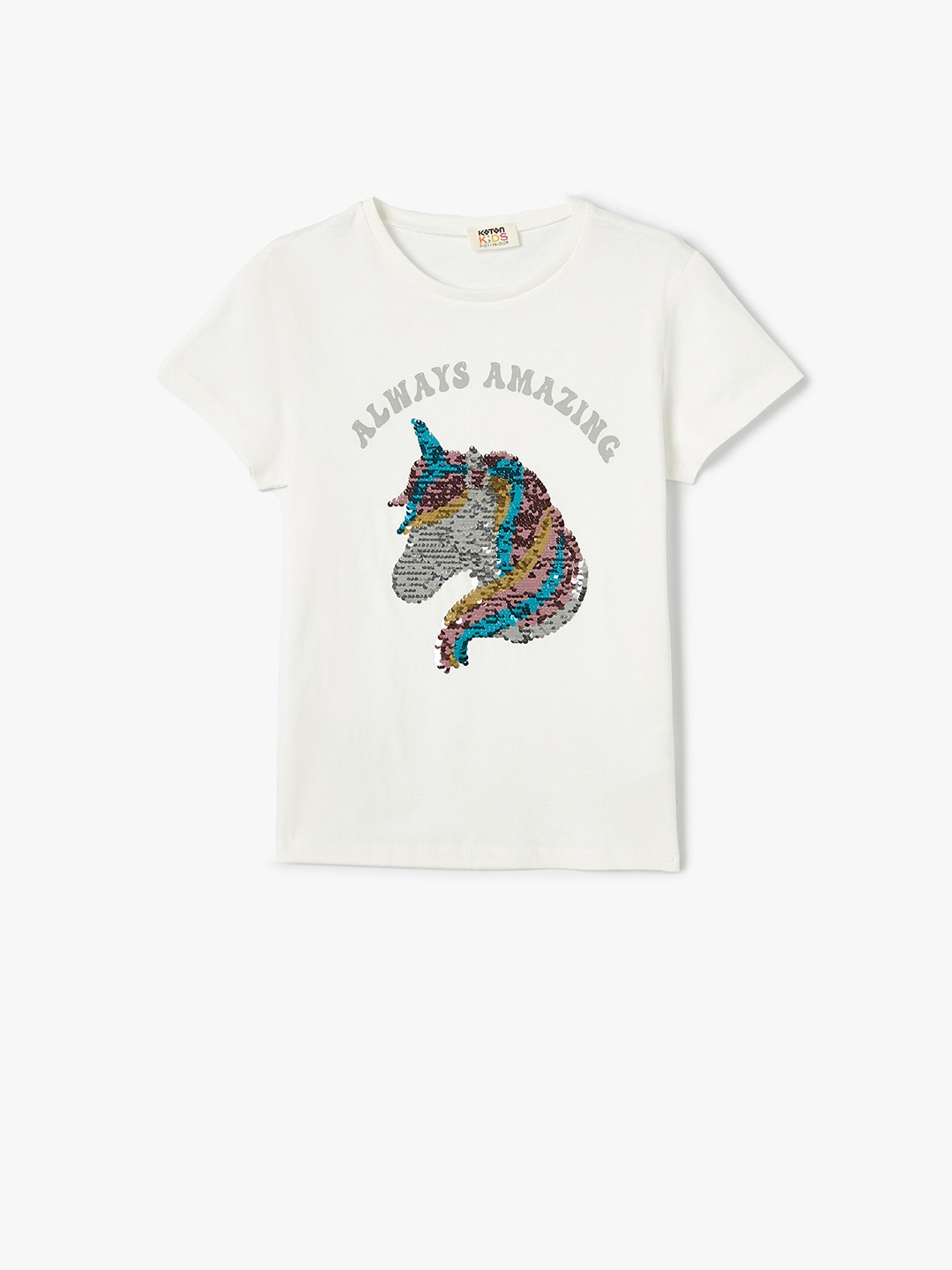 

Koton Girls Embellished Pure Cotton T-shirt, White