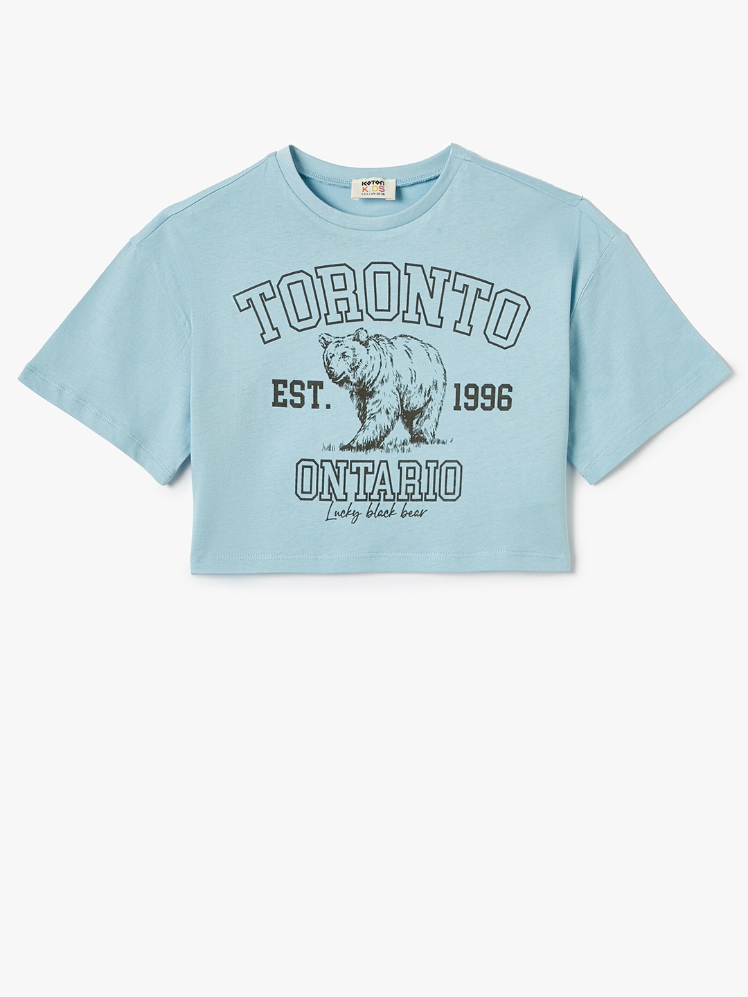 

Koton Girls Typography Printed Cotton T-shirt, Blue