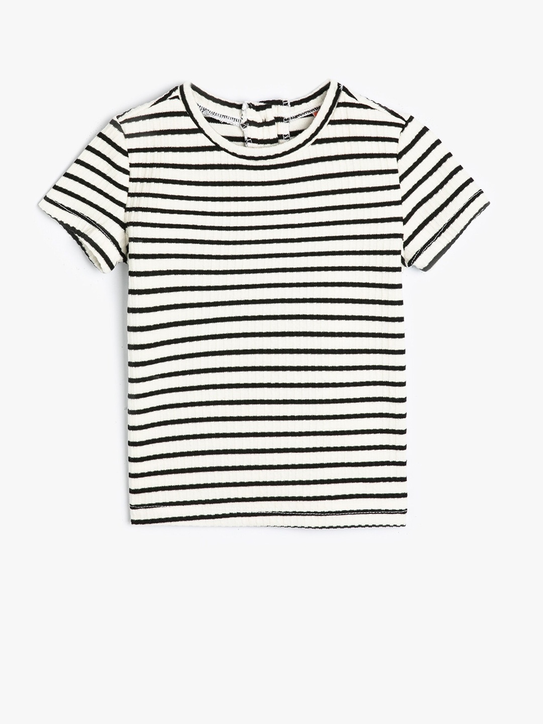 

Koton Girls Striped Round Neck T-shirt, Black