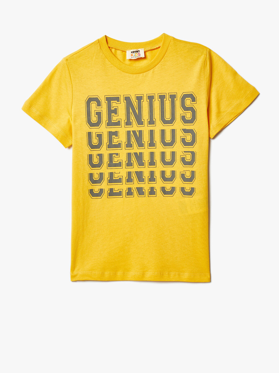 

Koton Boys Typography Printed Cotton T-shirt, Yellow