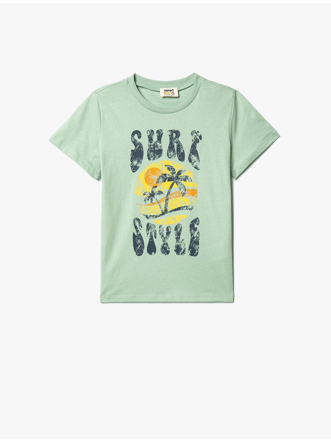 Koton Boys Typography Printed Pure Cotton T-shirt, Green