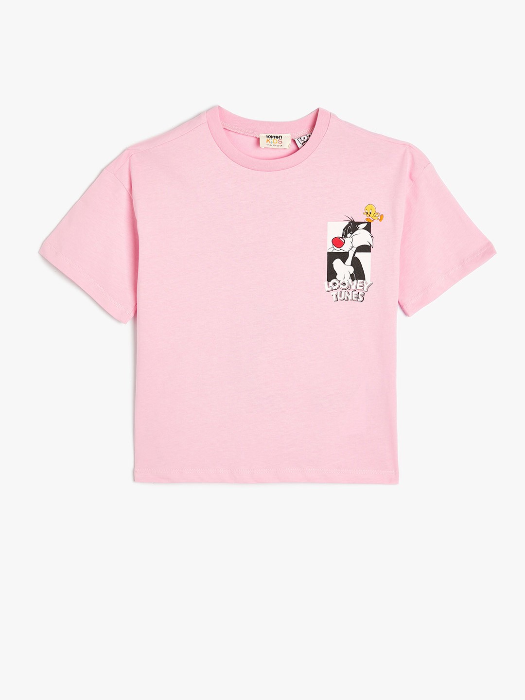

Koton Girls Roumd Neck Pure Cotton T-shirt, Pink
