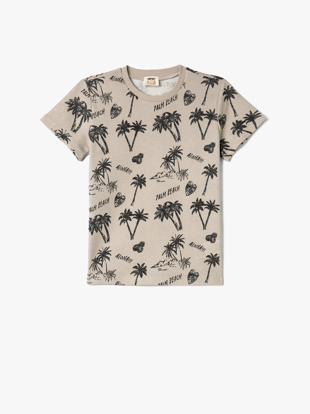 

Koton Boys Printed Short Sleeves Tropical Cotton T-shirt, Brown