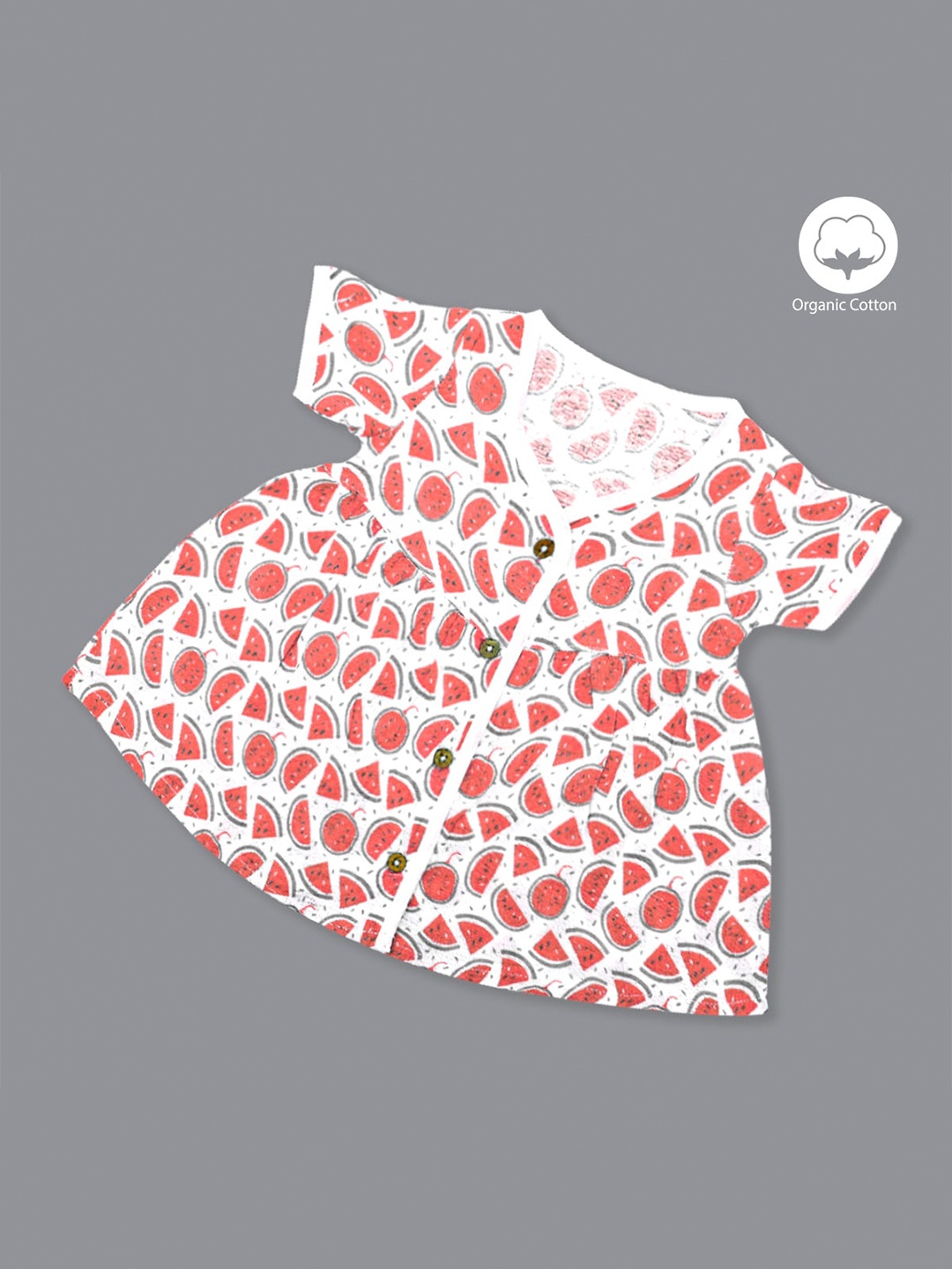 

Born Babies Kids Abstract Printed Flared Organic Cotton Fit & Flare Dress, Red