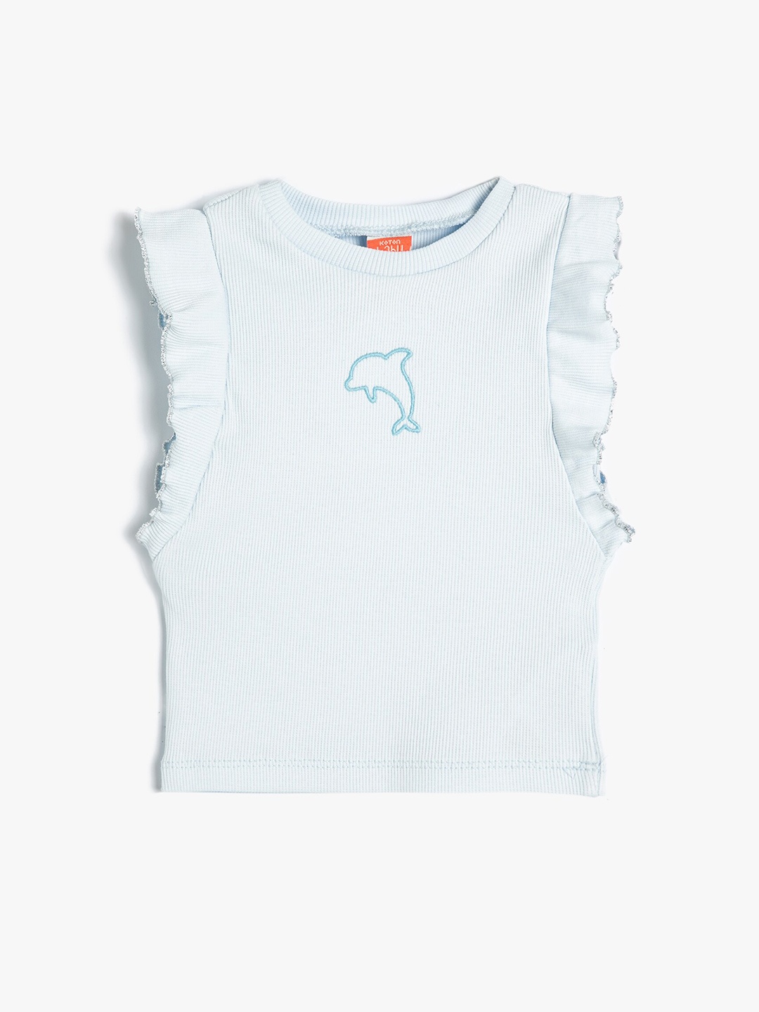

Koton Girls Henley Neck Cotton T-shirt, Blue