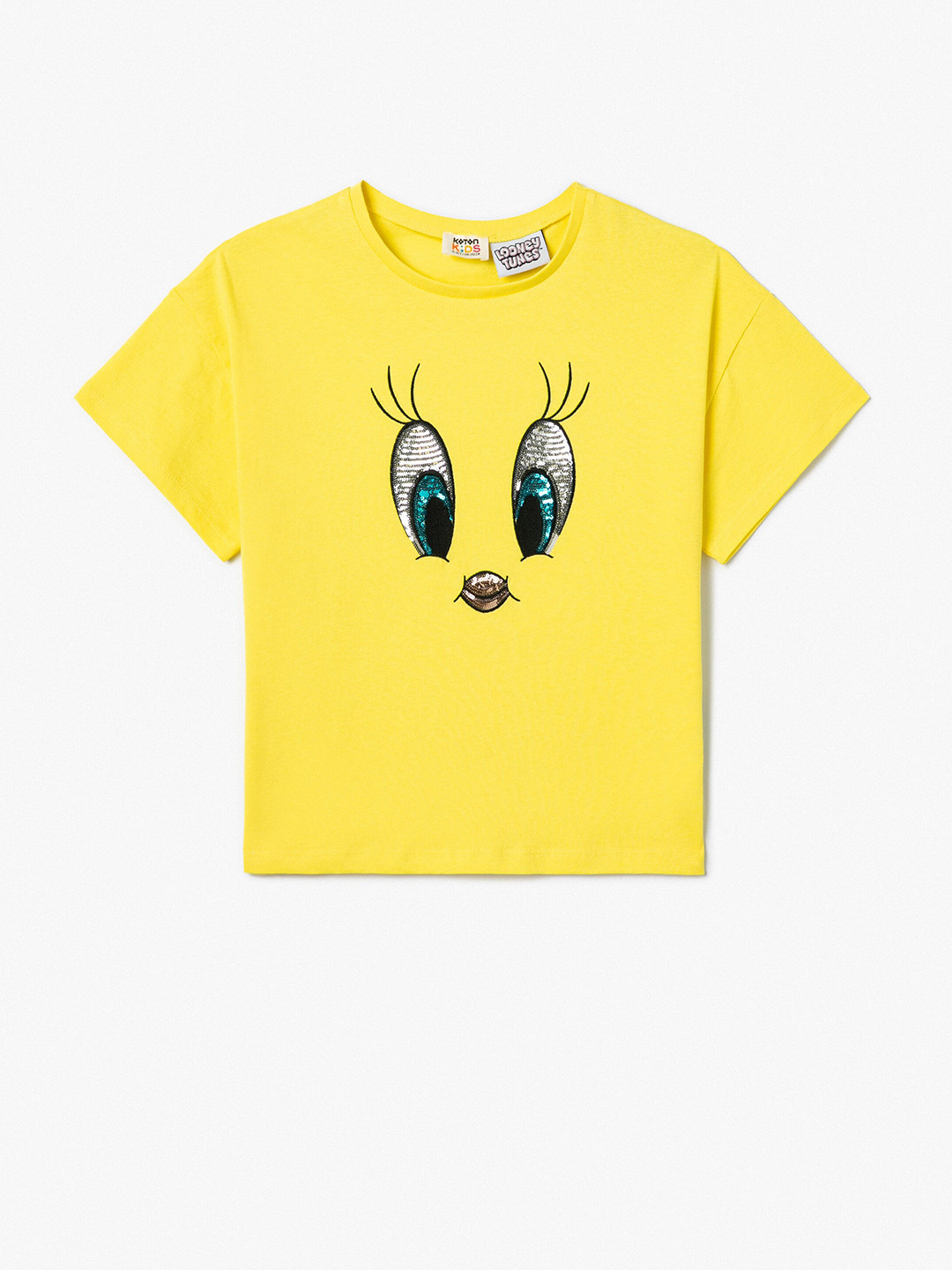 

Koton Girls Graphic Printed Cotton T-shirt, Yellow