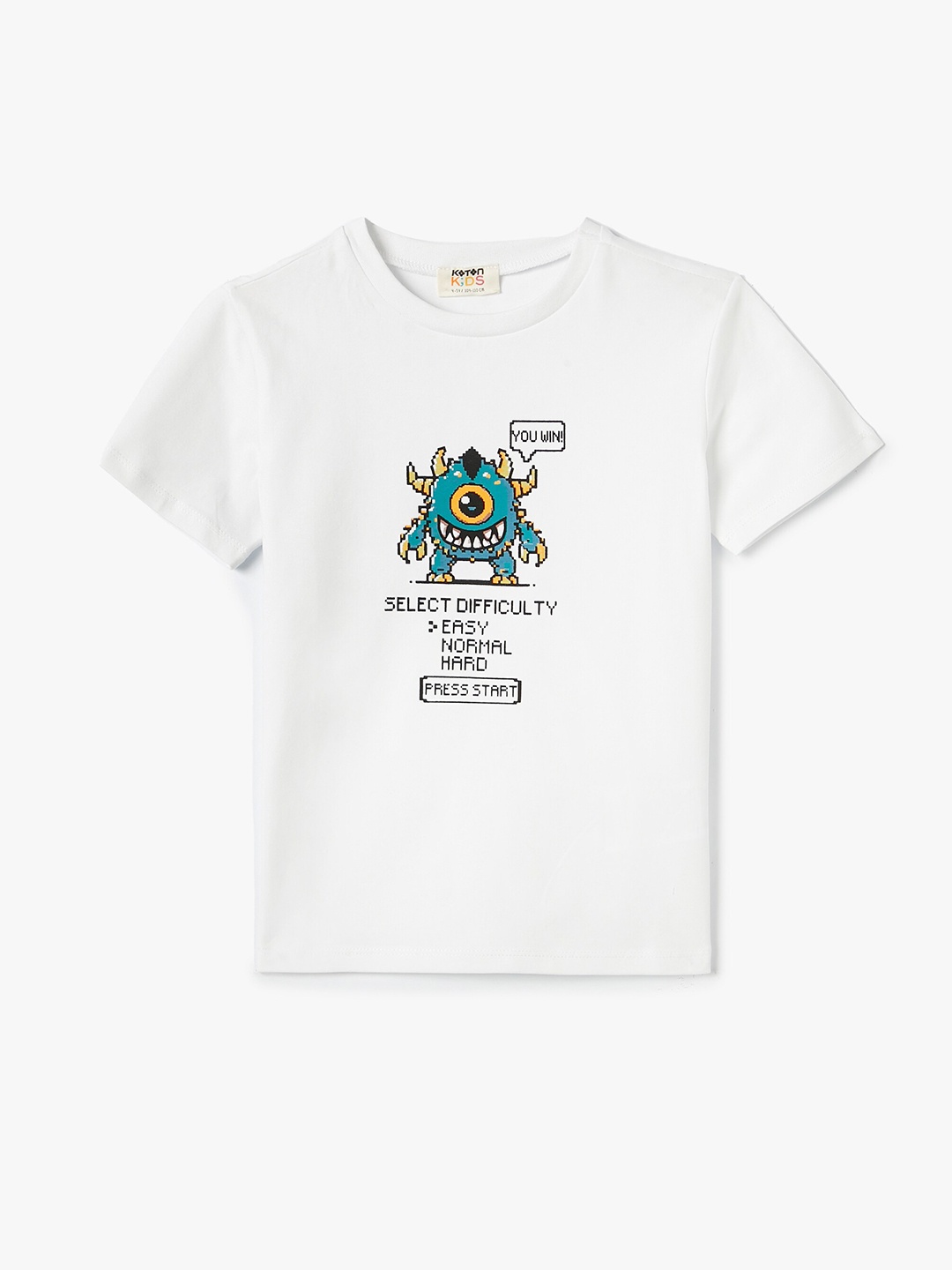 

Koton Boys Typography Printed Cotton T-shirt, White