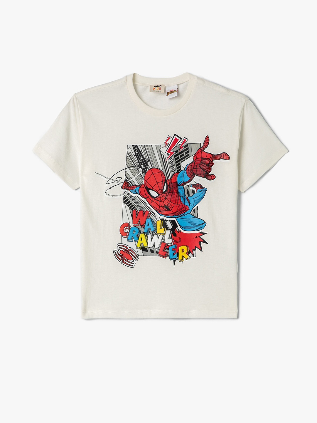 

Koton Boys Spider-Man Printed Pure Cotton T-shirt, Beige