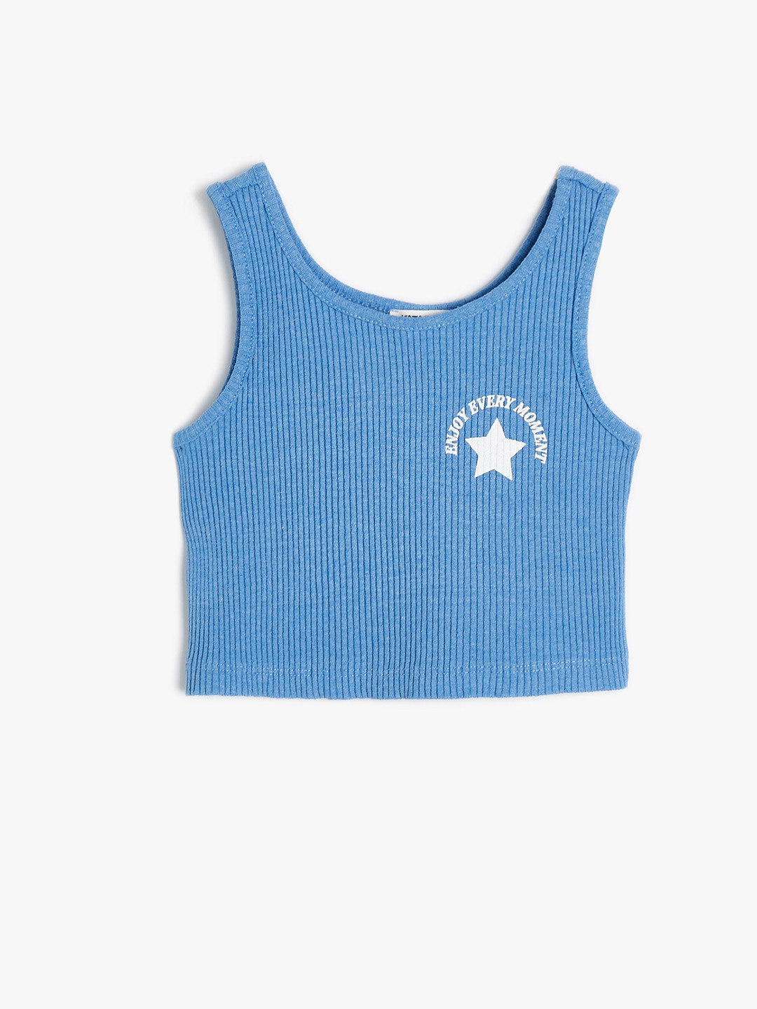 

Koton Girls Round Neck Crop Top, Blue