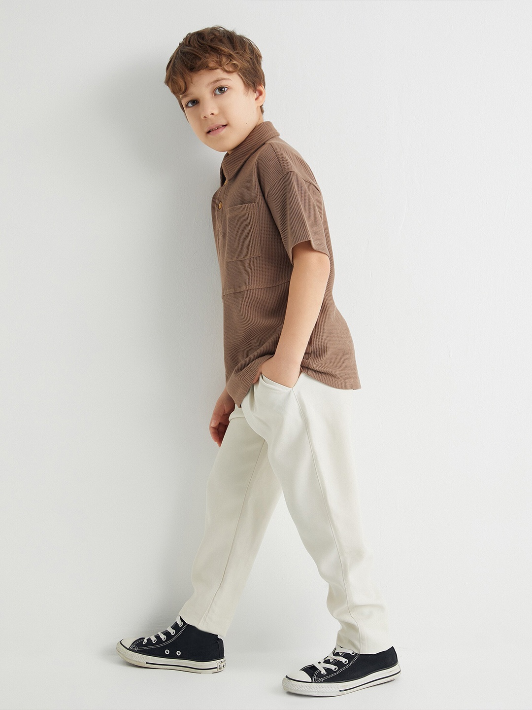 

Koton Boys Polo Collar Pure Cotton T-shirt, Brown