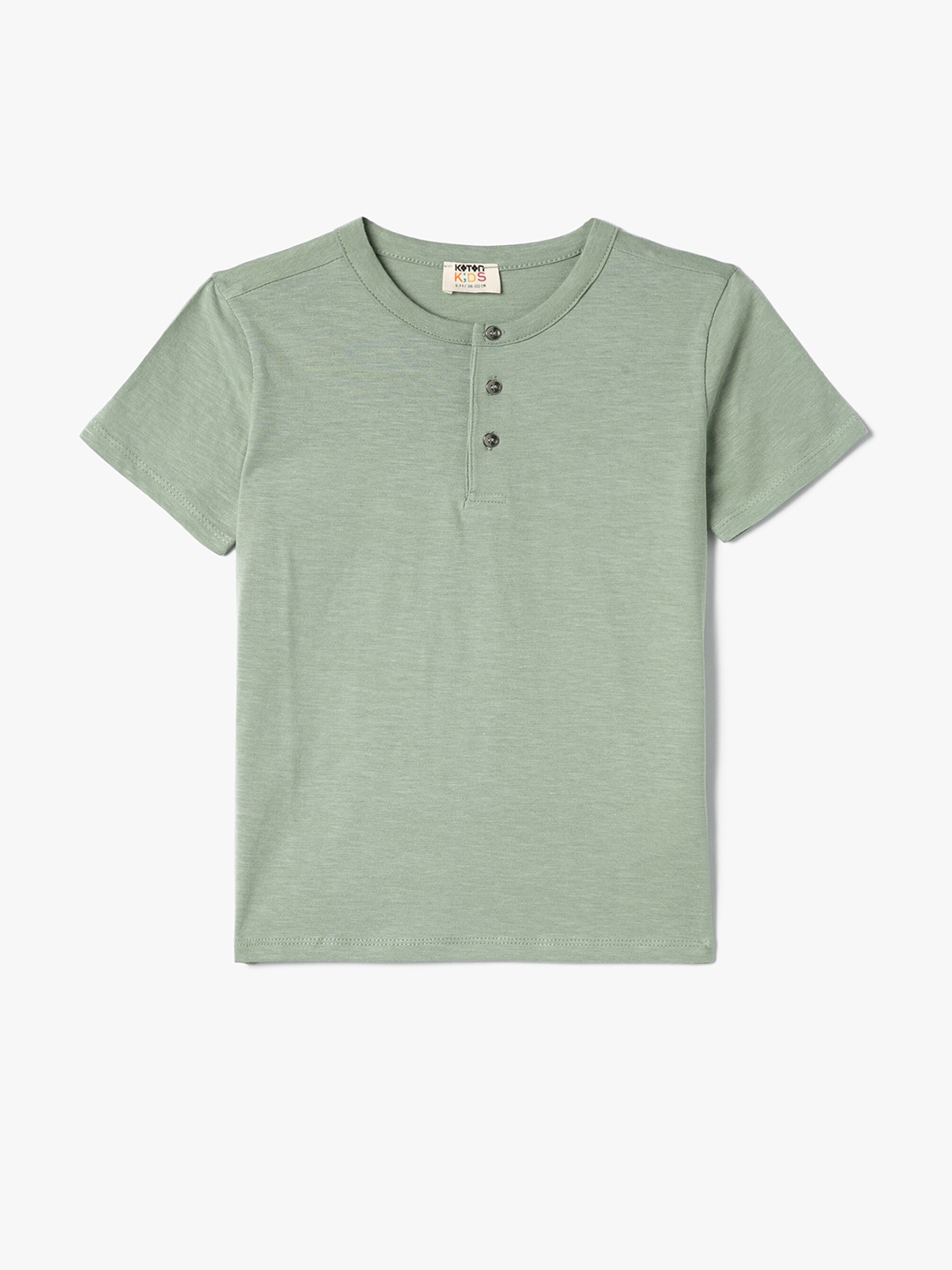 

Koton Boys Henley Neck Pure Cotton T-shirt, Green