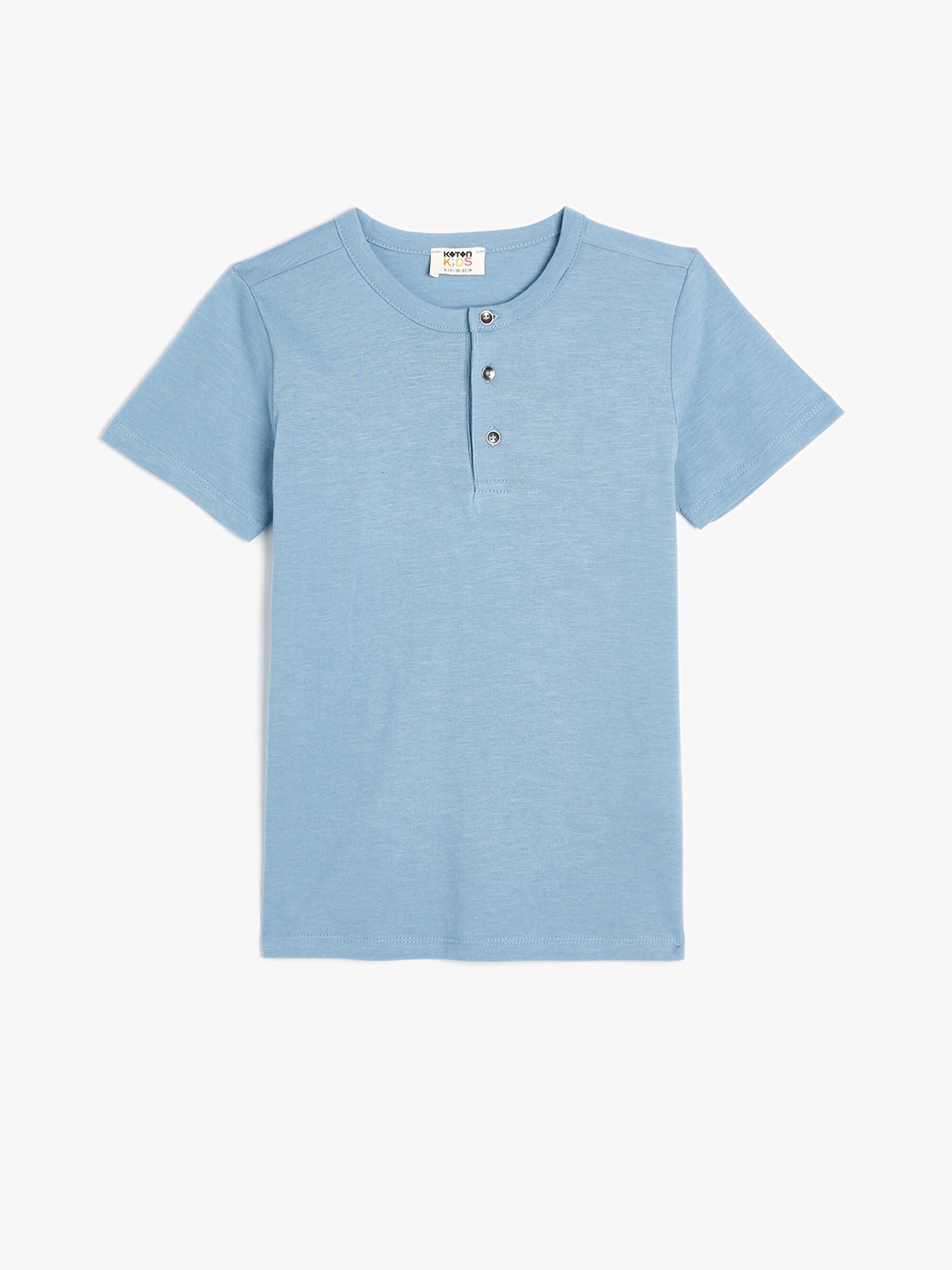 

Koton Boys Henley Neck Cotton T-shirt, Blue