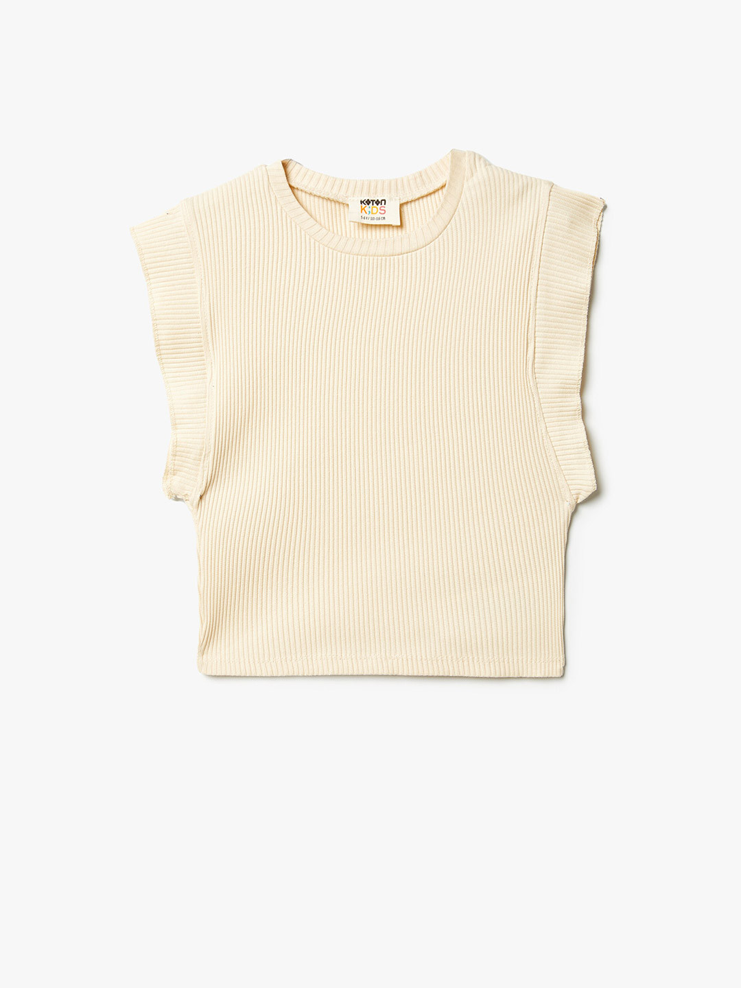 

Koton Girls Round Neck Sleeveless Cotton T-shirt, Beige