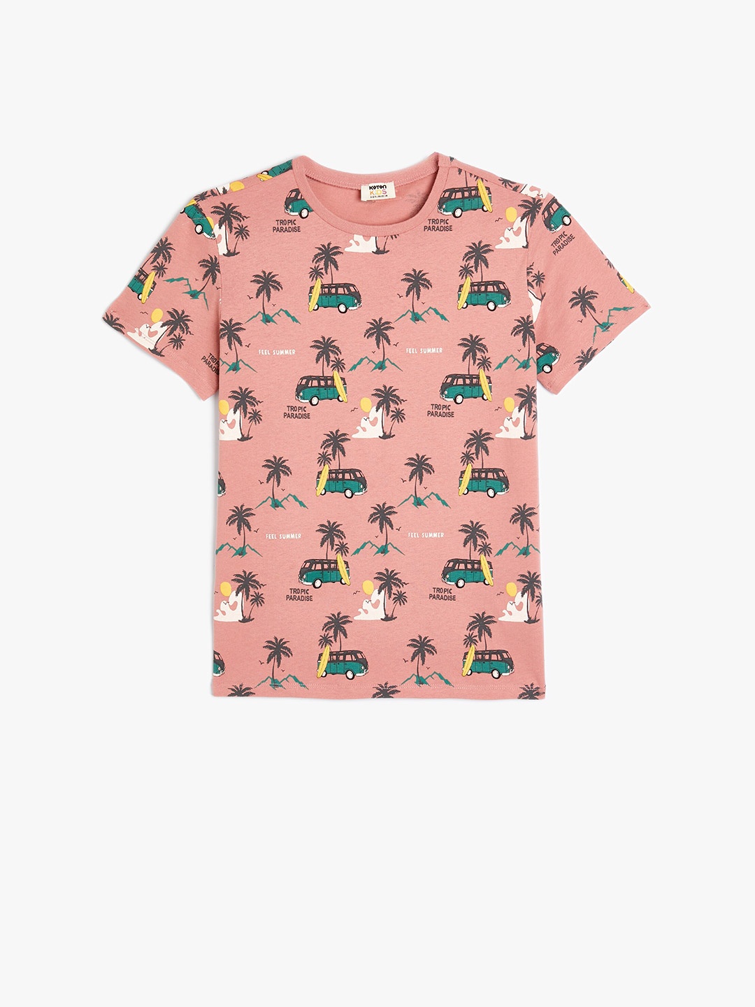 

Koton Boys Conversational Printed Round Neck Cotton T-shirt, Pink