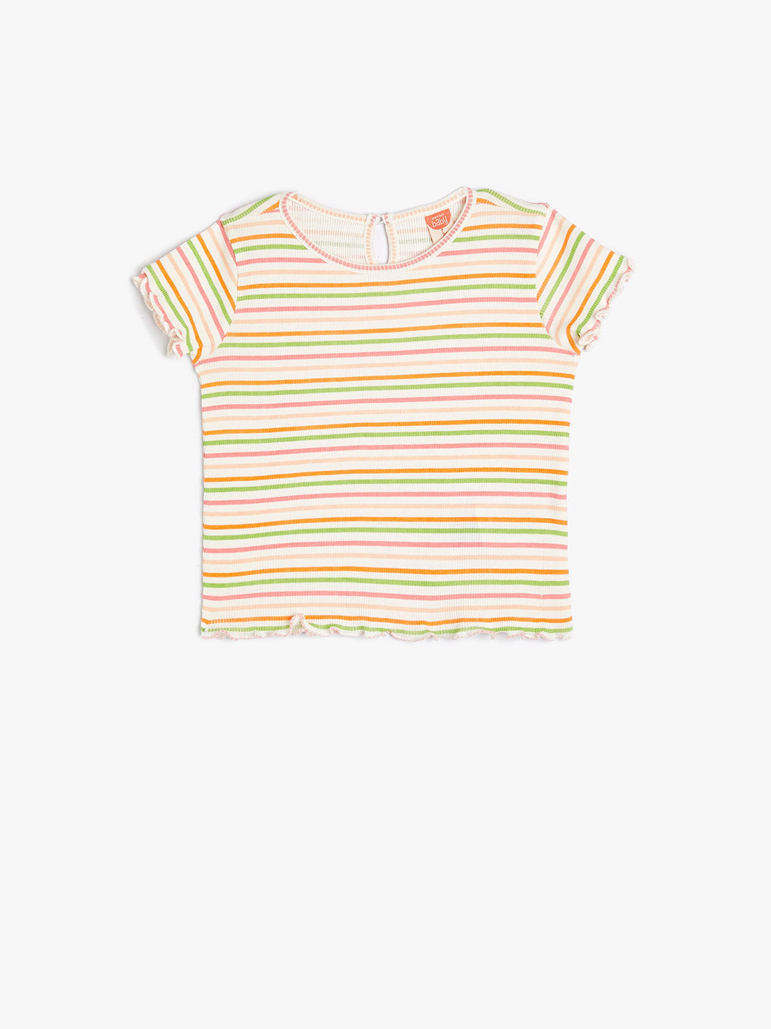 

Koton Girls Striped Printed Round Neck Cotton T-shirt, Yellow