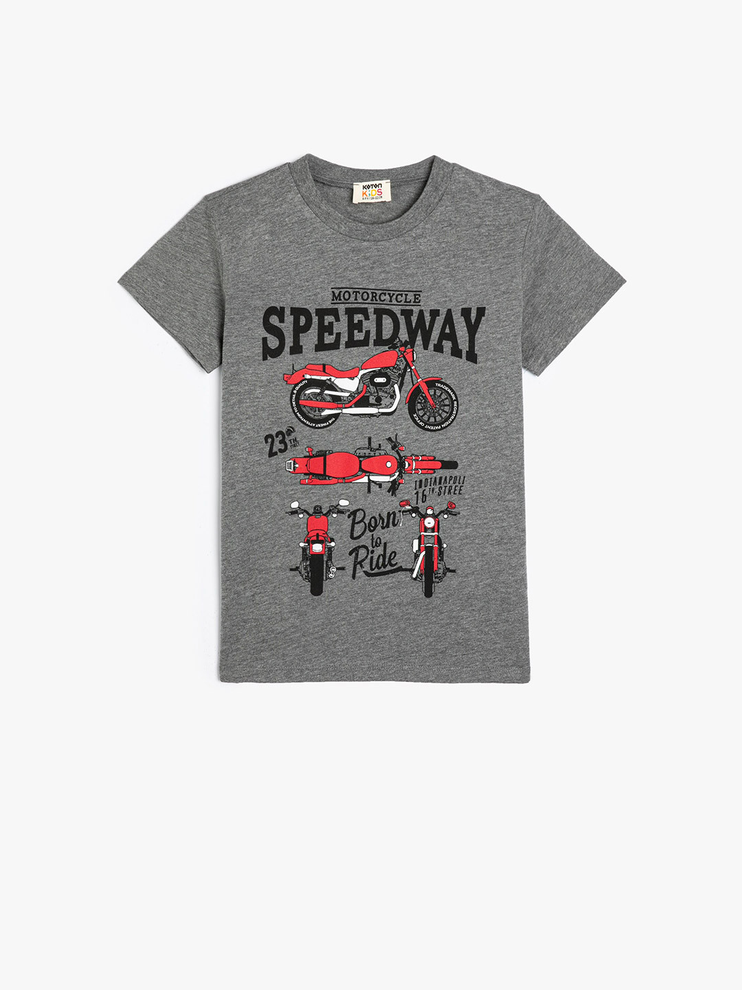 

Koton Boys Graphic Printed Round Neck Cotton T-shirt, Grey