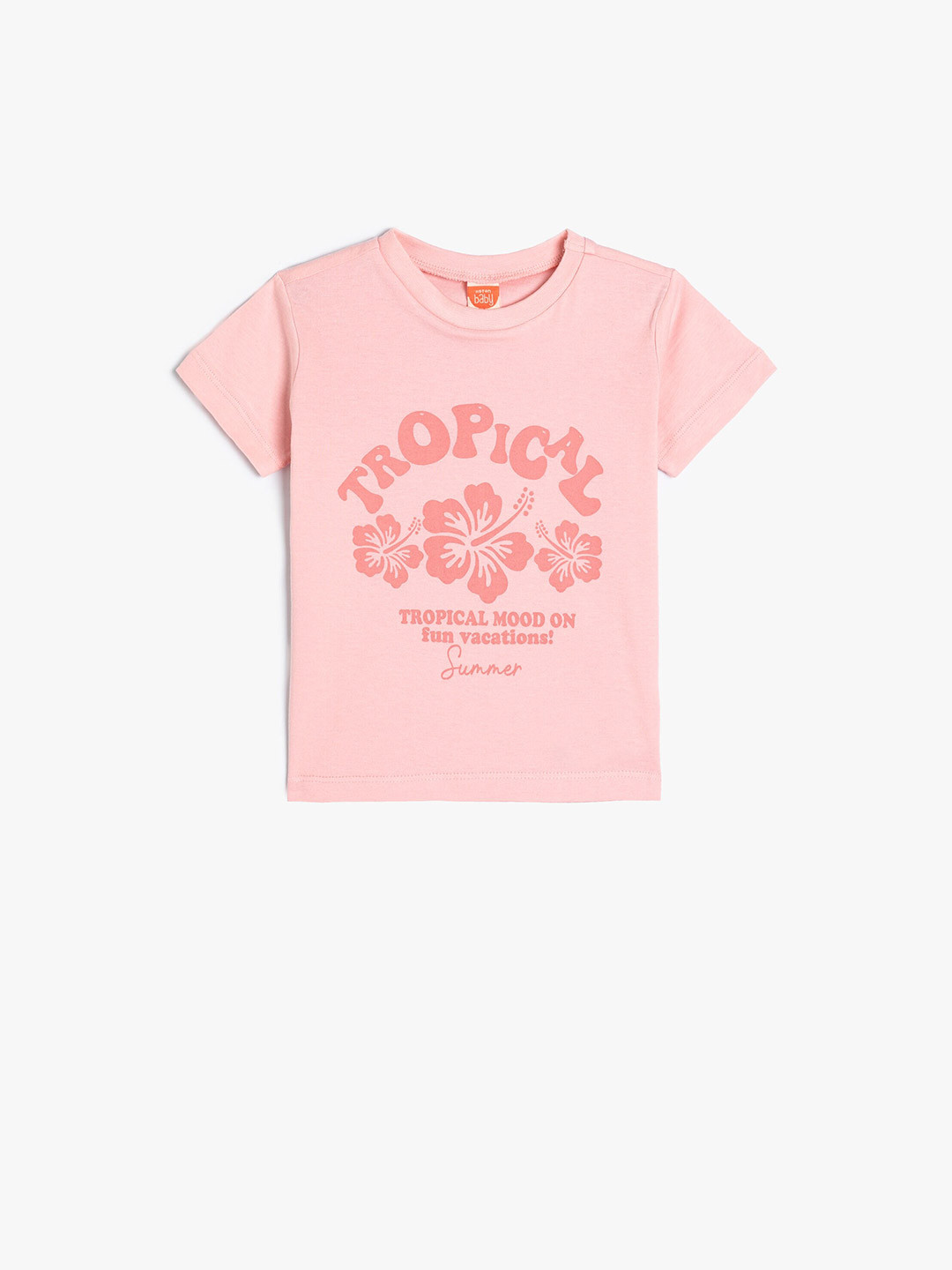 

Koton Girls Typography Printed Pure Cotton T-shirt, Pink