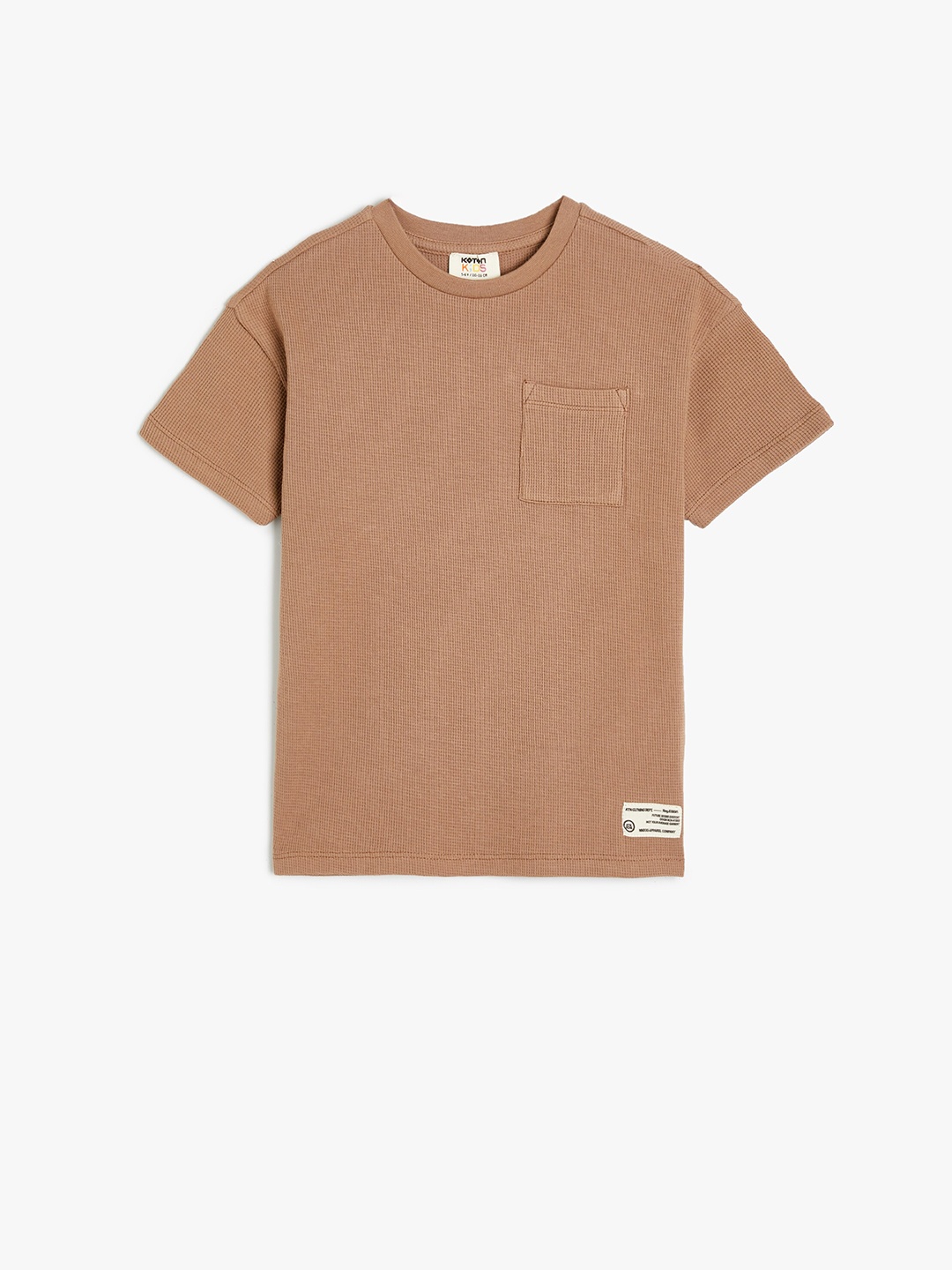 

Koton Boys Round Neck Short Sleeves Pockets Cotton Regular T-shirt, Brown
