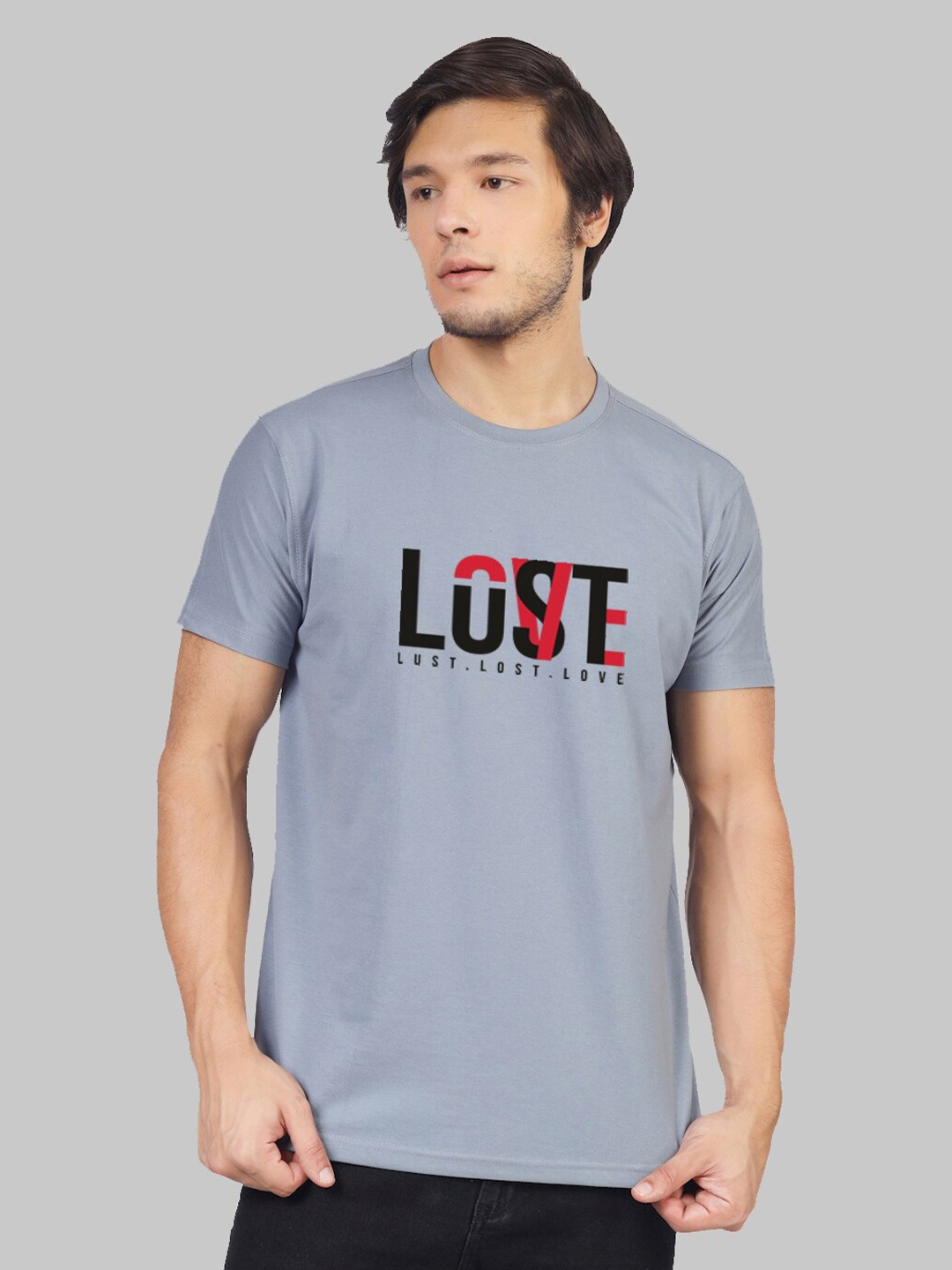 

Greylongg Yorksteadd 2076 Typography Printed T-shirt, Grey