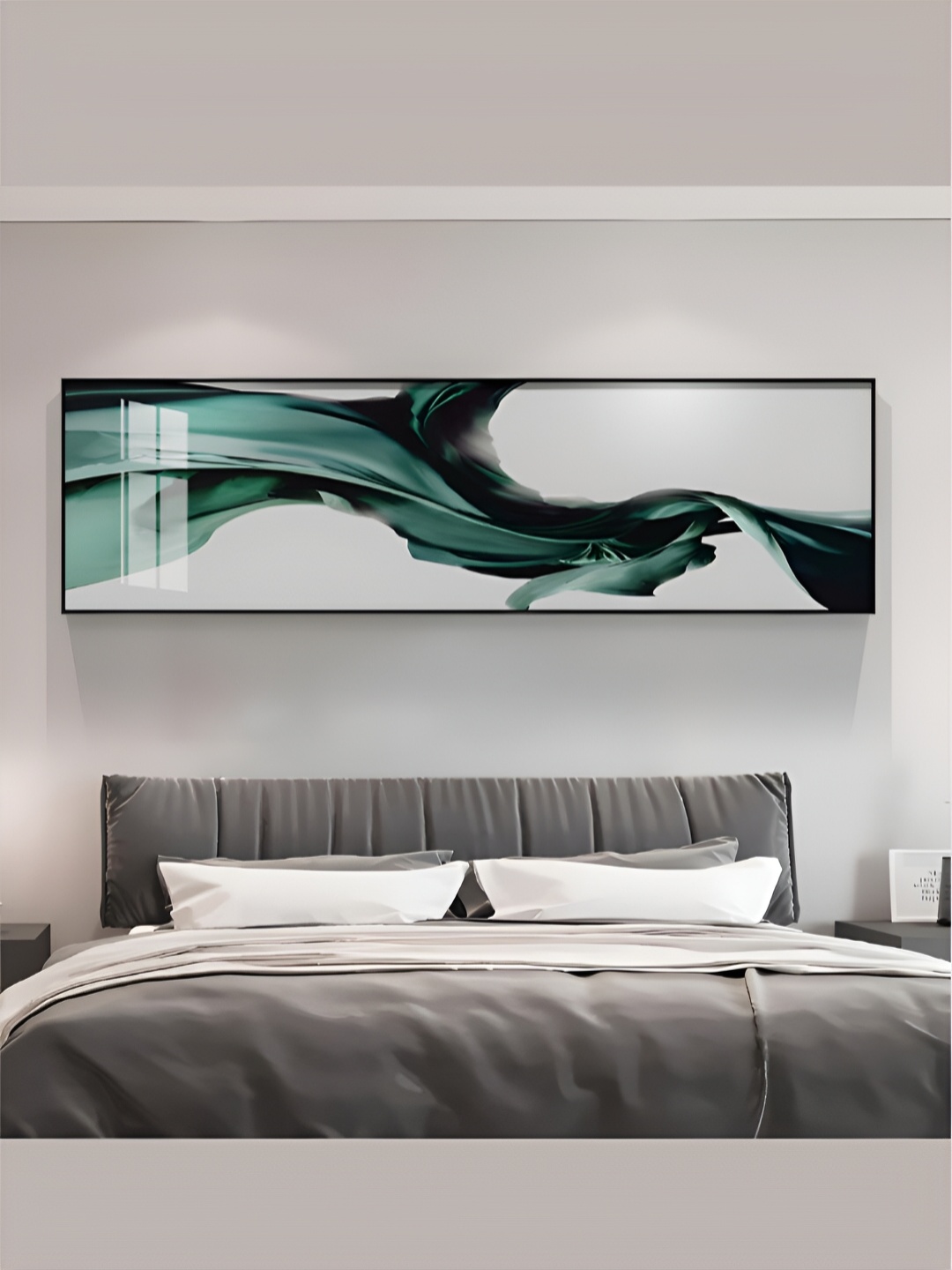 

THE HANDMADE FLAIR Black & Green Canvas Abstract Wall Paintings
