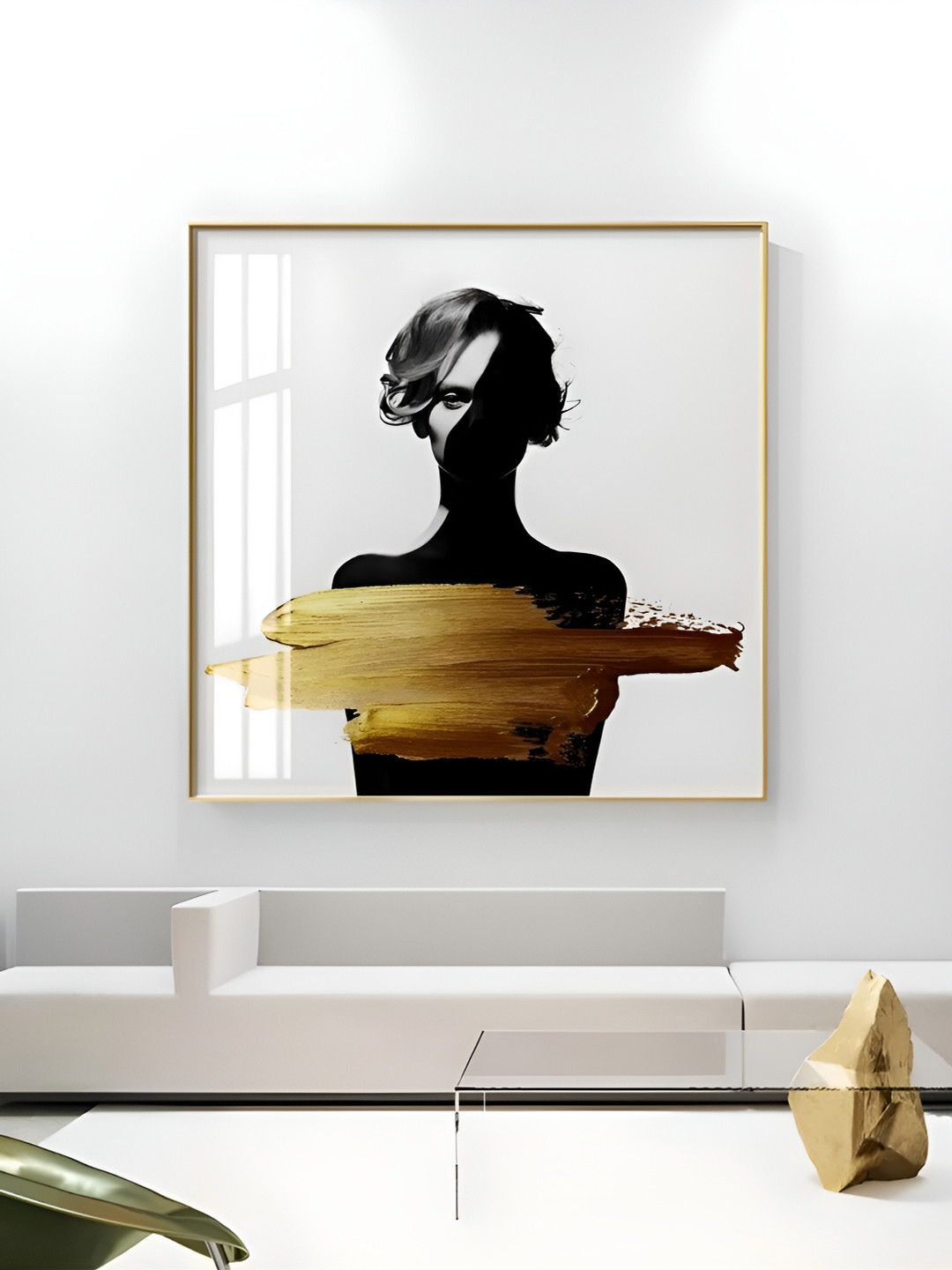 

THE HANDMADE FLAIR White & Black Canvas Painting Wall Art