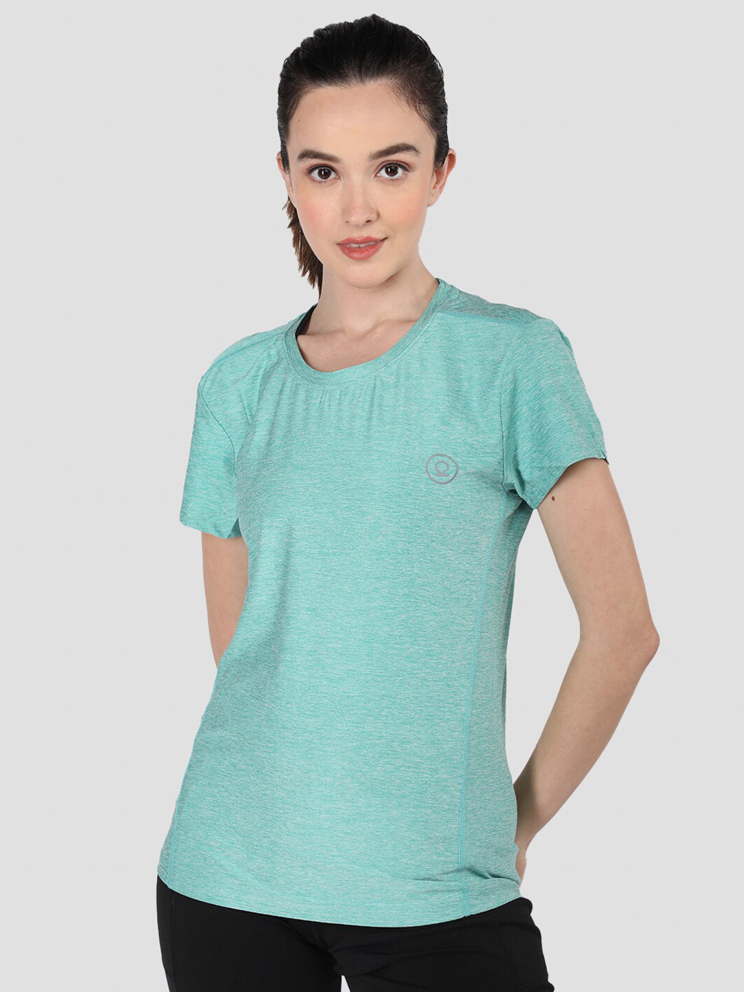 

CHKOKKO Round Neck Sports T-shirt, Sea green