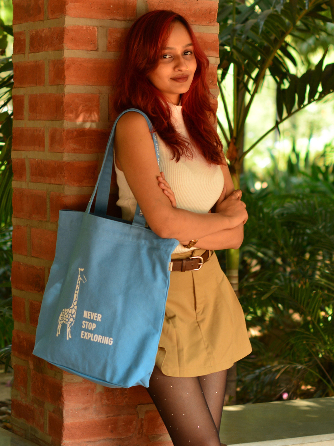 

EcoRight Typography Printed Oversized Shopper Organic Cotton Tote Bag, Blue